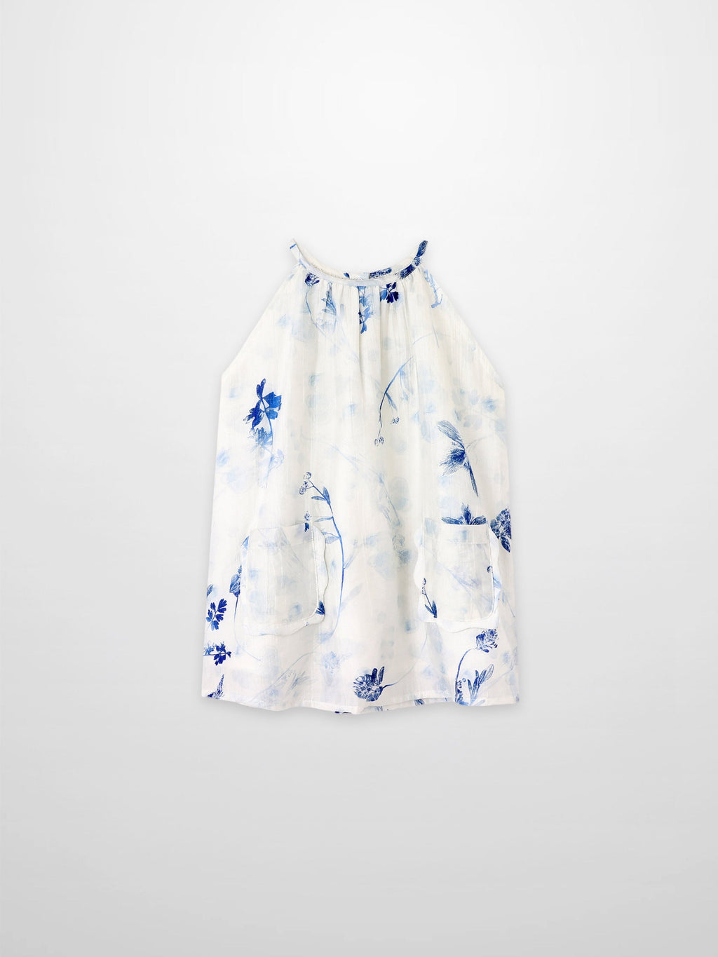 Blue Floral Halter Jumper for Girls