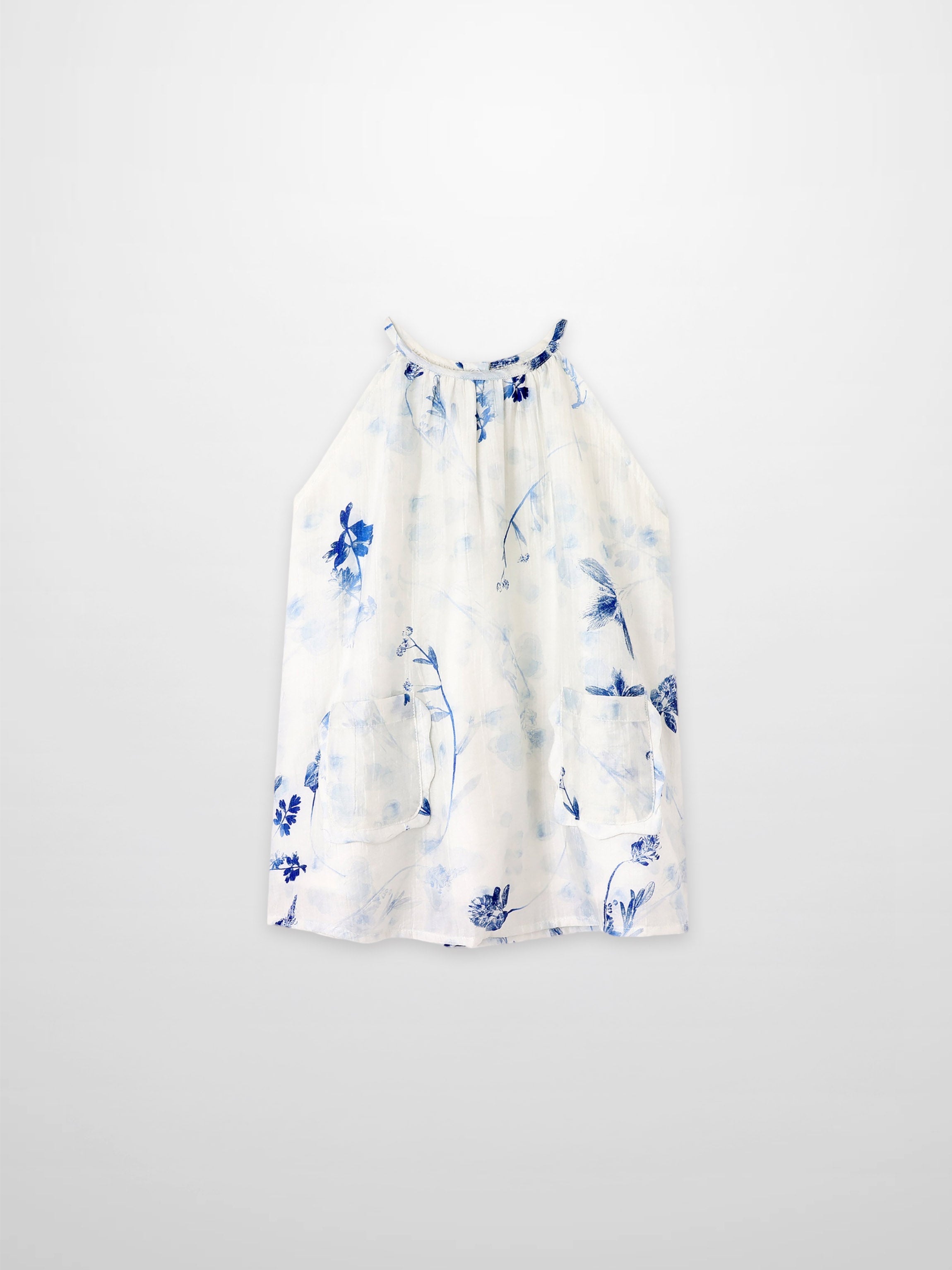 Blue Floral Halter Jumper for Girls