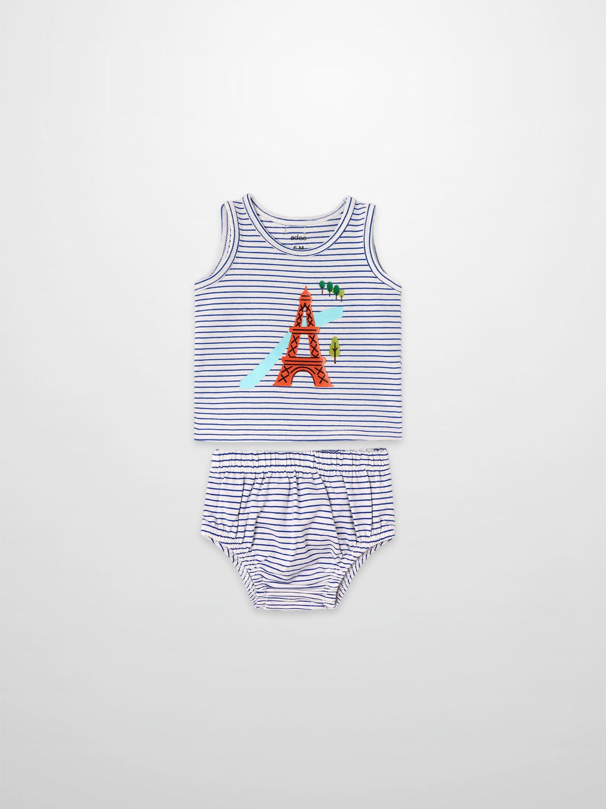 Conjunto de camiseta de tirantes y braguitas con estampado de la Torre Eiffel