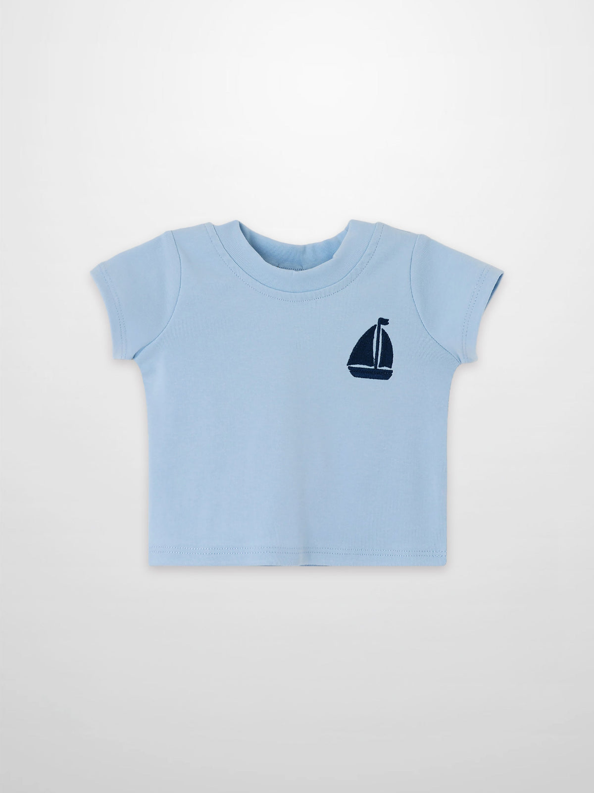 Short Sleeve Sailboat Emblem T-Shirt - Light Blue