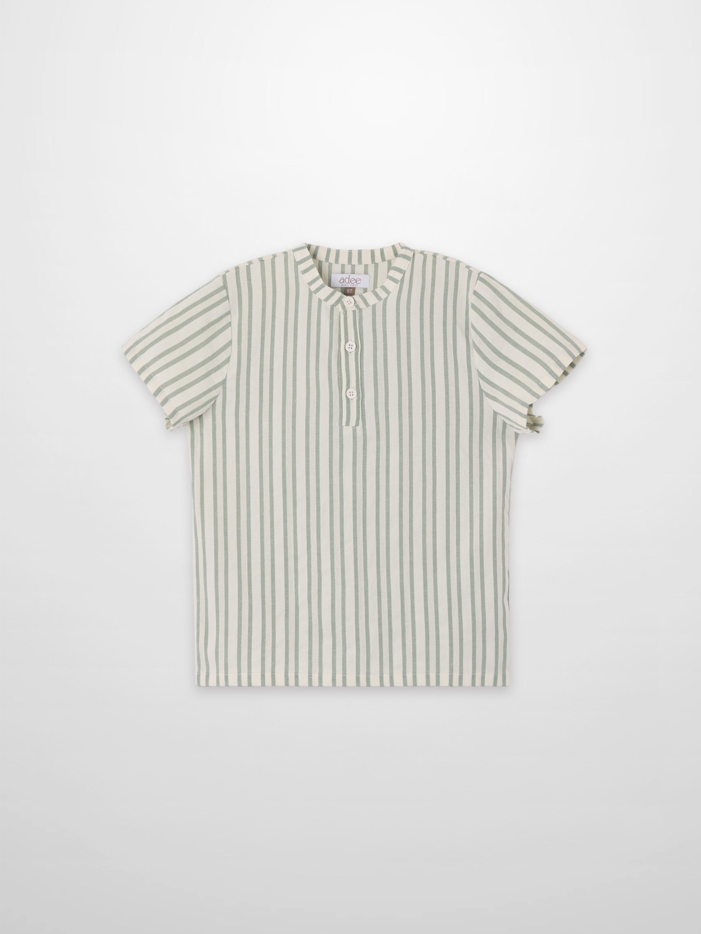 Green Striped Dress Shirt for Boys
