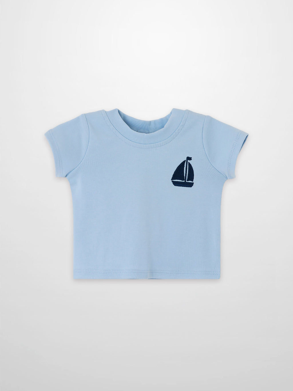 Short Sleeve Sailboat Emblem T-Shirt - Light Blue