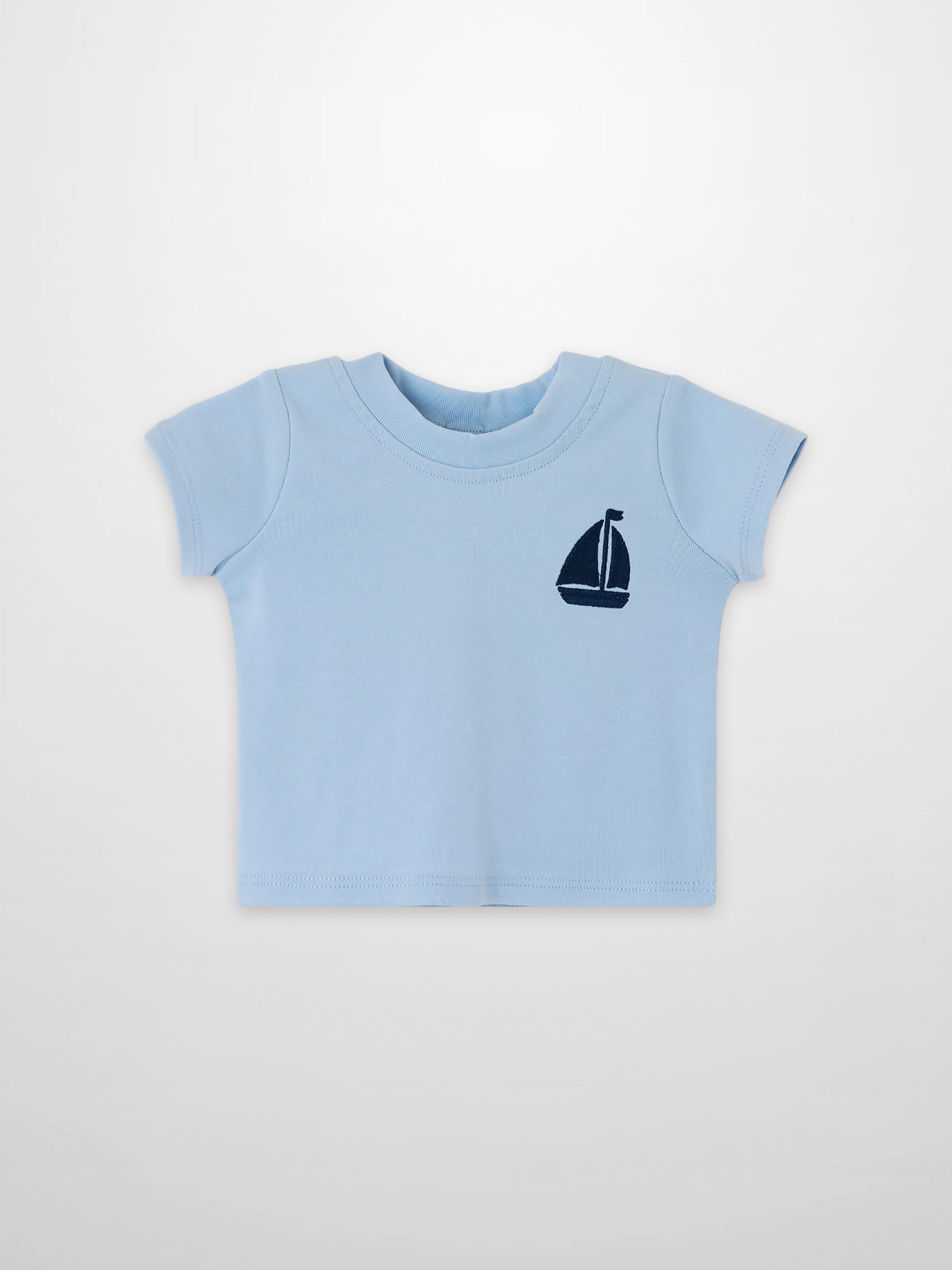 Short Sleeve Sailboat Emblem T-Shirt - Light Blue