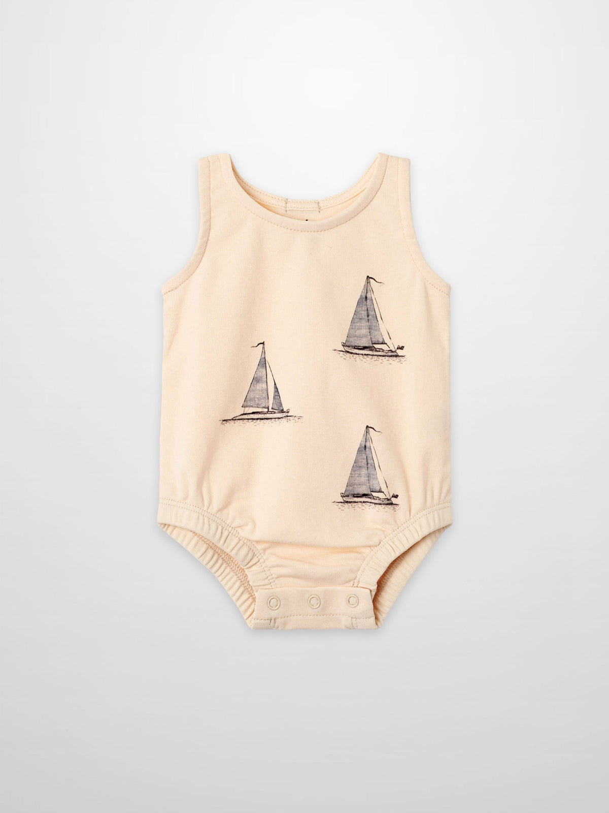 Sailboat Print Sleeveless Romper for Baby Boys