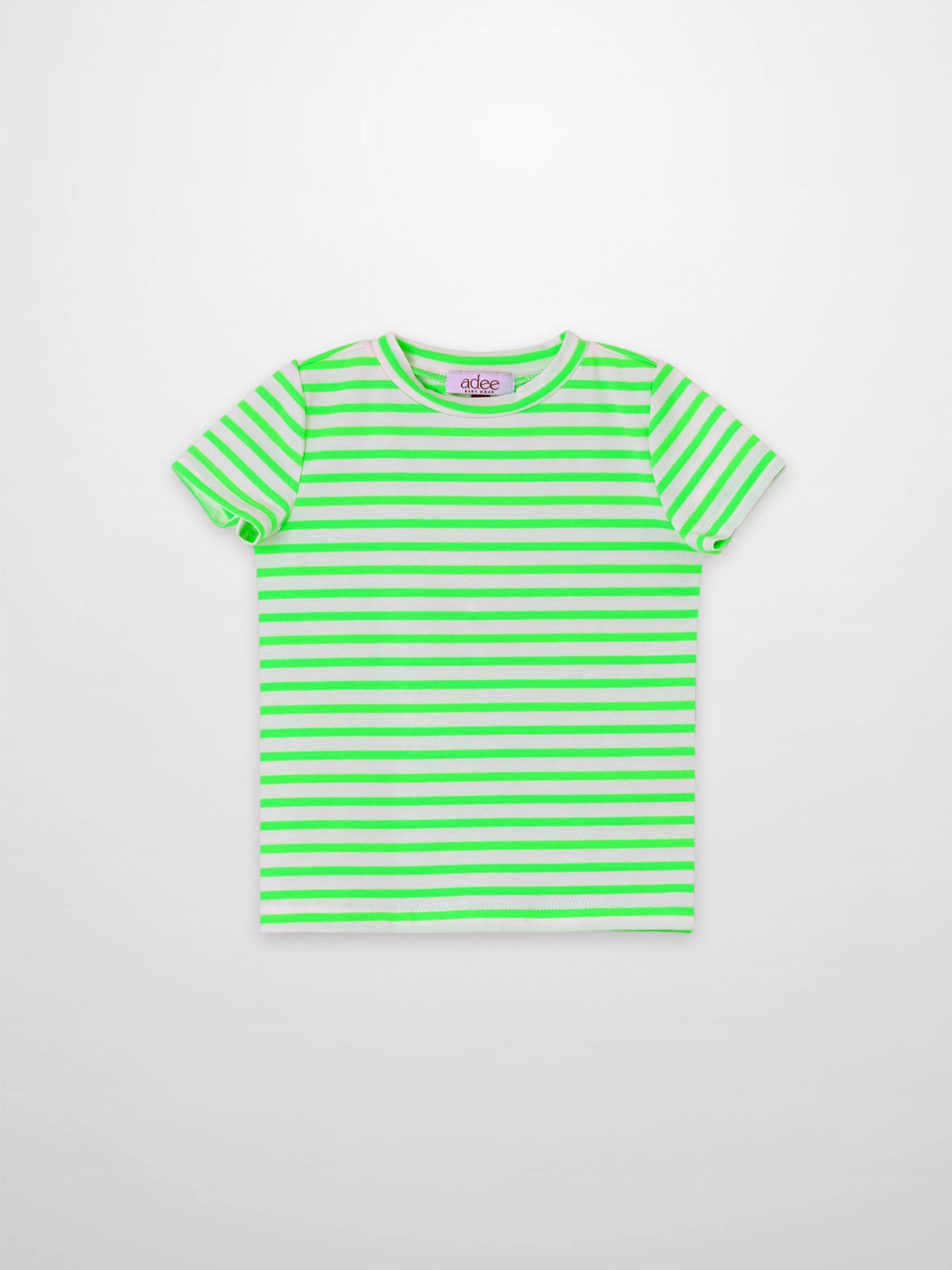 Neon Green Striped Boxy T-Shirt - Short Sleeve