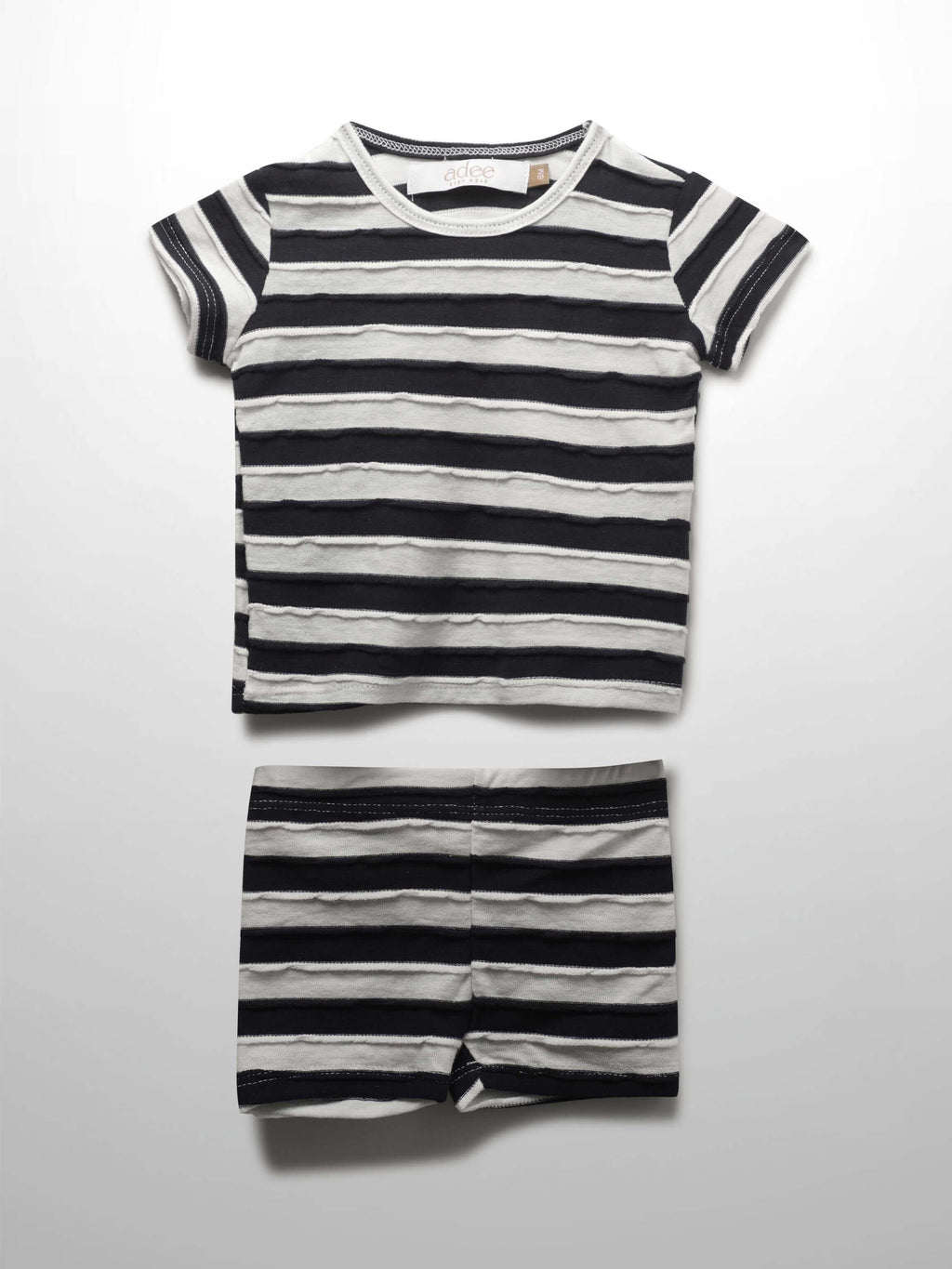 Blue Striped Textured Short Set for Boys