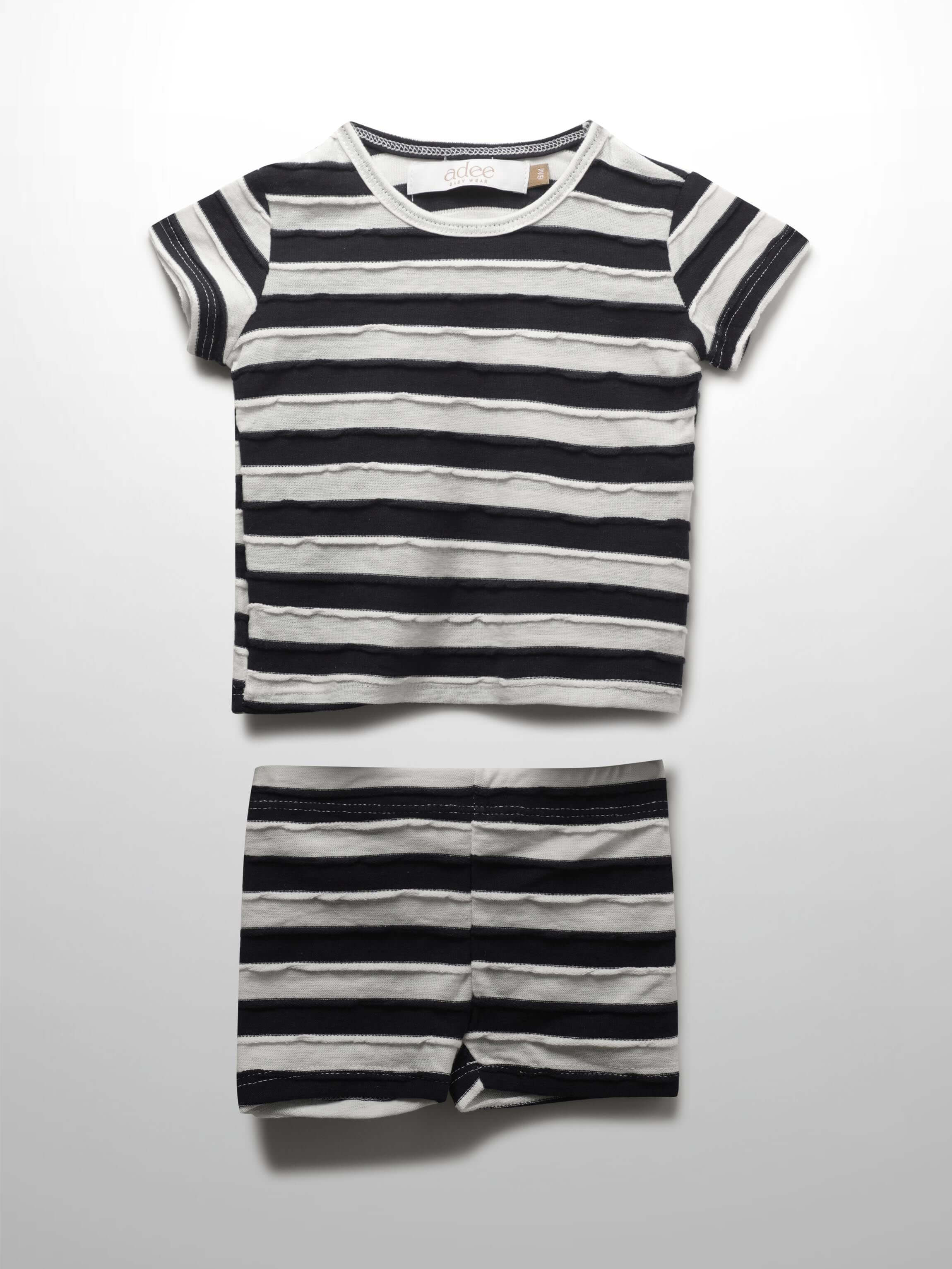 Blue Striped Textured Short Set for Boys