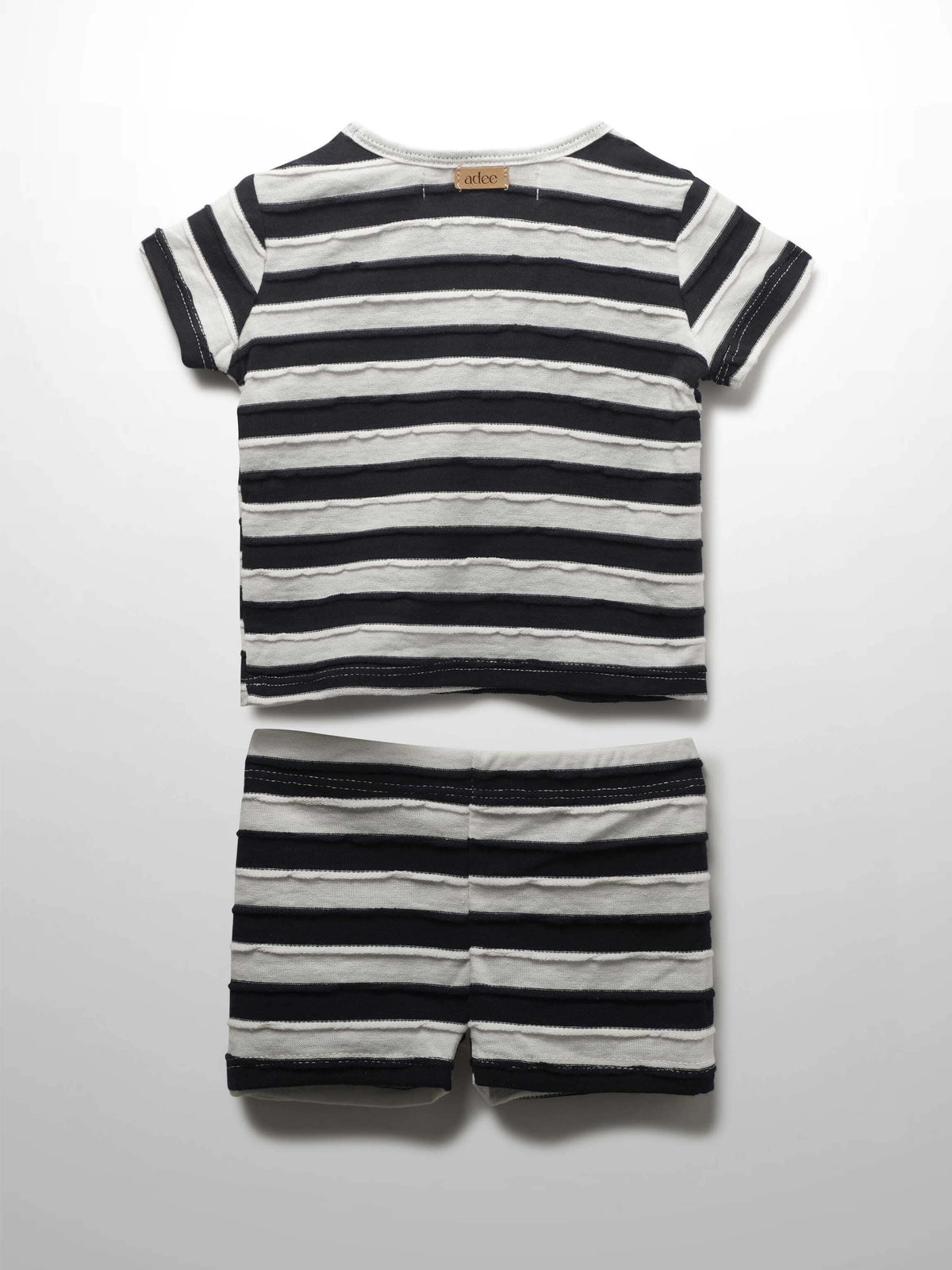 Blue Striped Textured Short Set for Boys