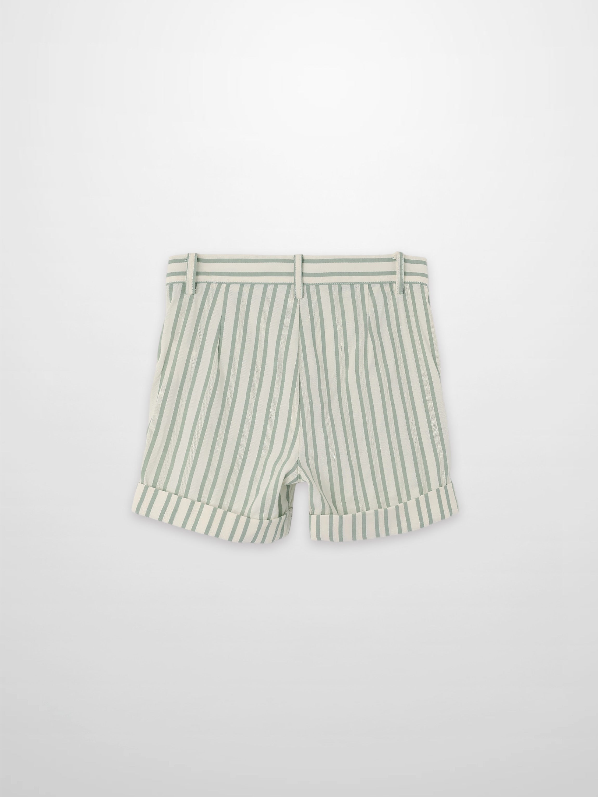 Green Striped Dressy Shorts for Boys