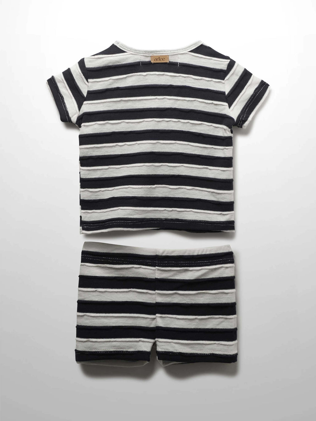 Blue Striped Textured Short Set for Boys