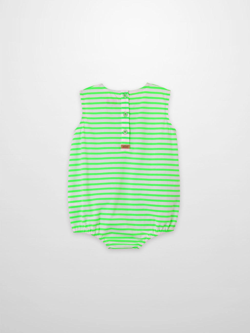Neon Green Striped Romper for Baby Boys