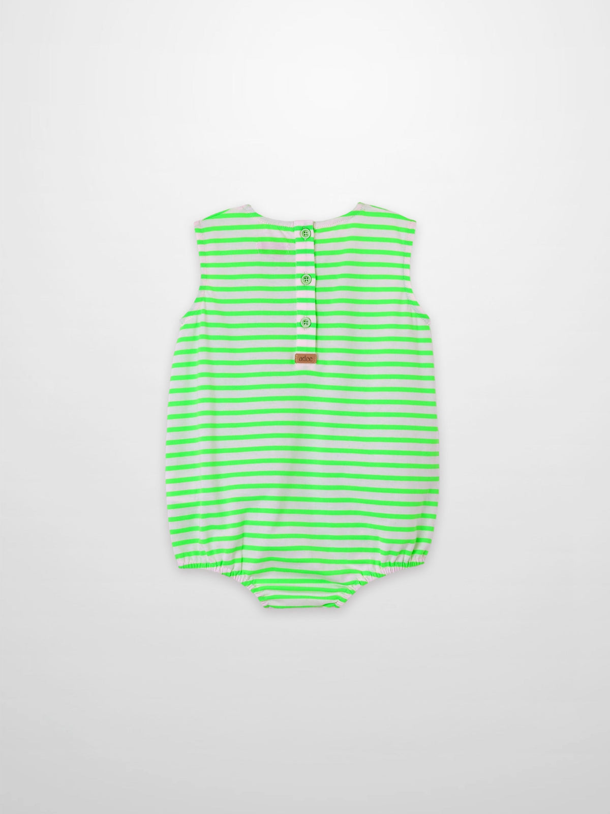 Neon Green Striped Romper for Baby Boys