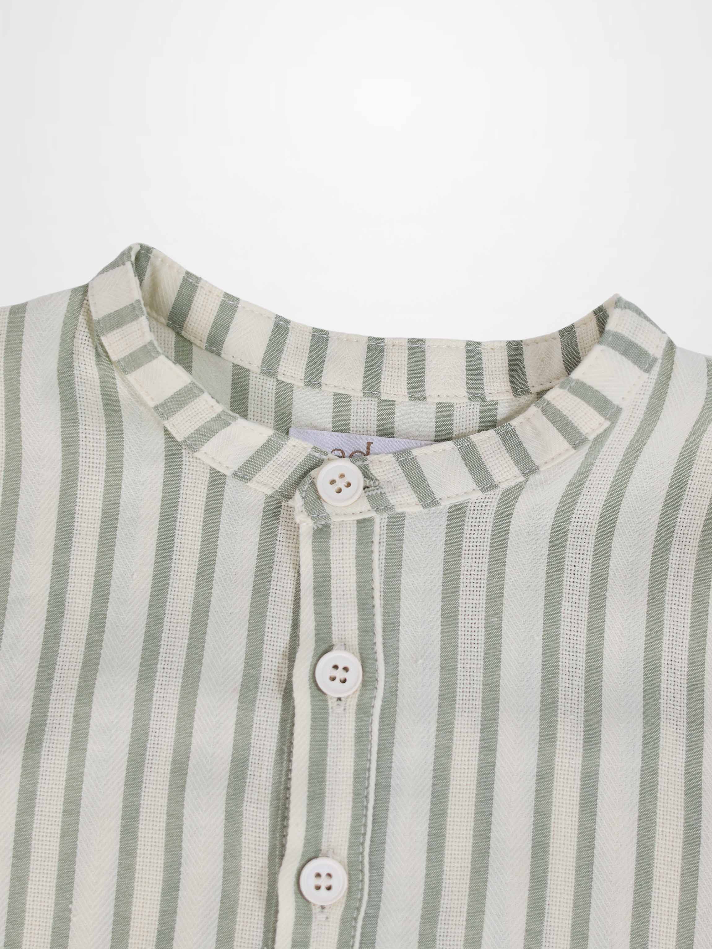 Green Striped Dress Shirt for Boys