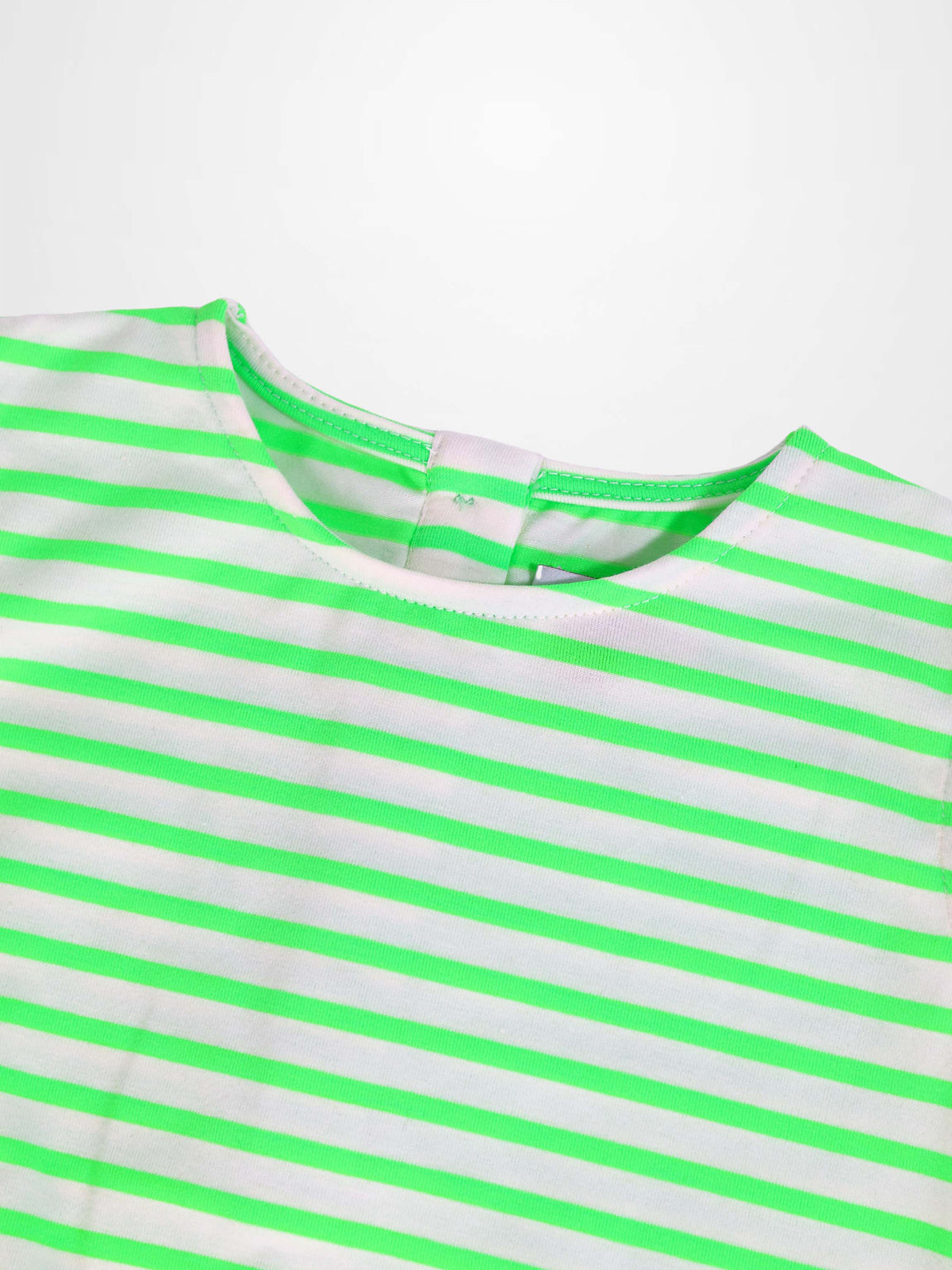 Neon Green Striped Romper for Baby Boys
