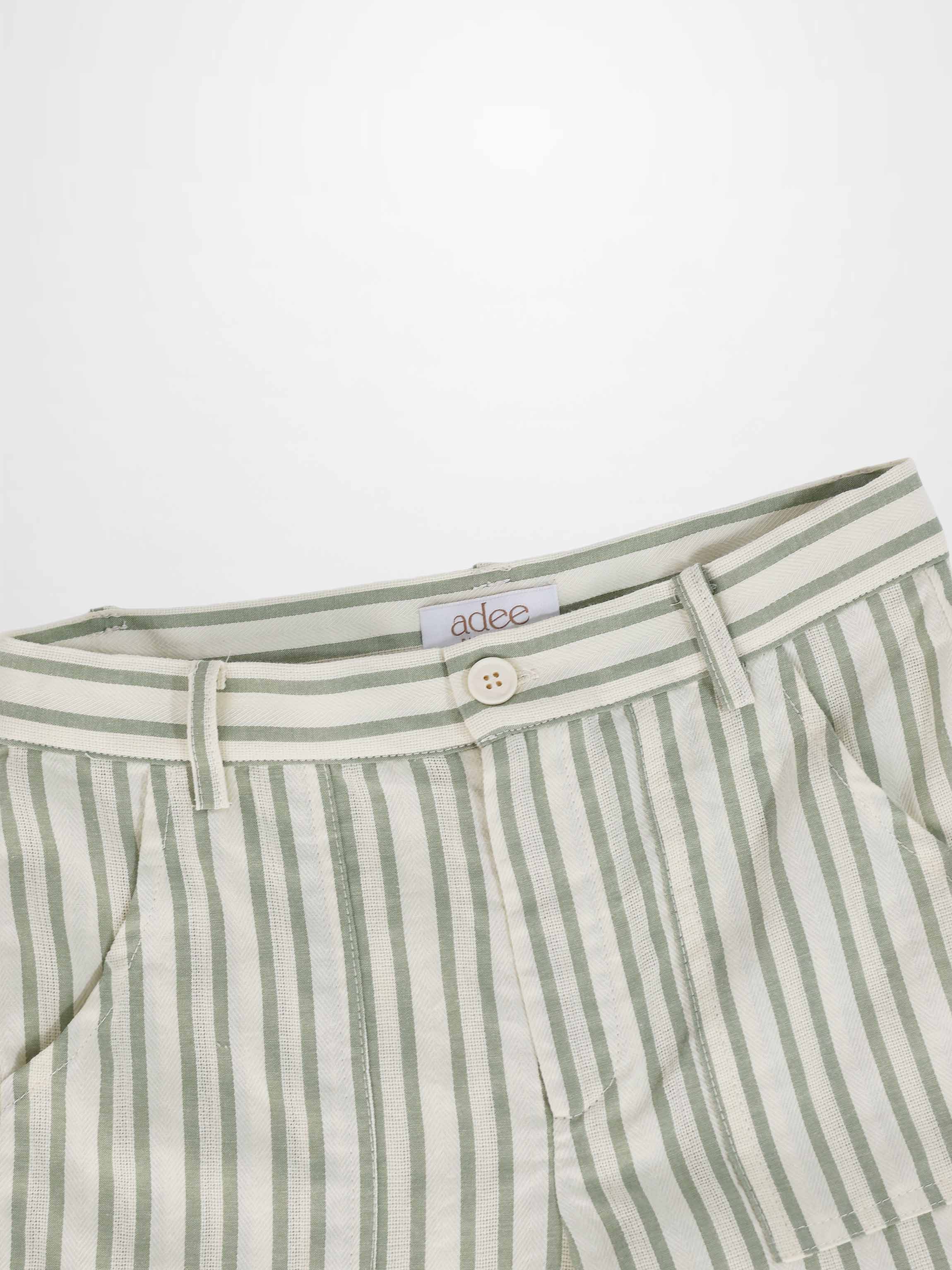 Green Striped Dressy Shorts for Boys