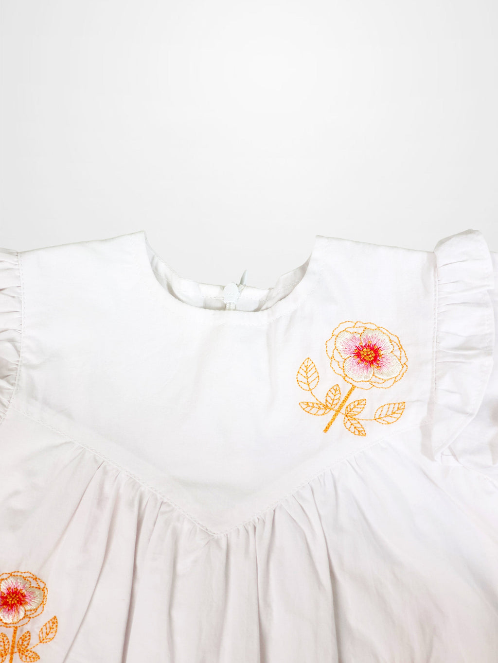 Embroidered Flower Dress - Short Sleeve
