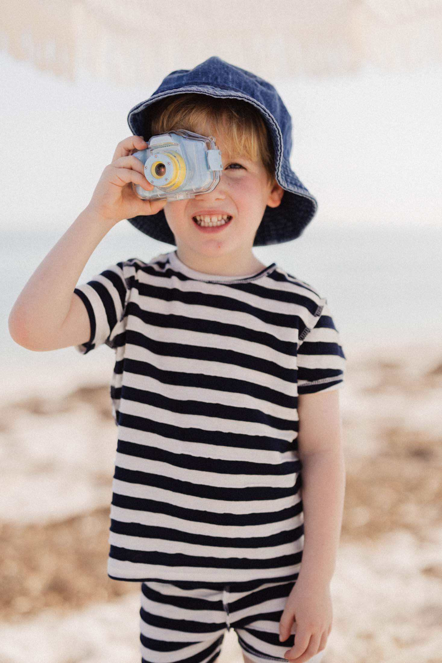 Blue Striped Textured Short Set for Boys