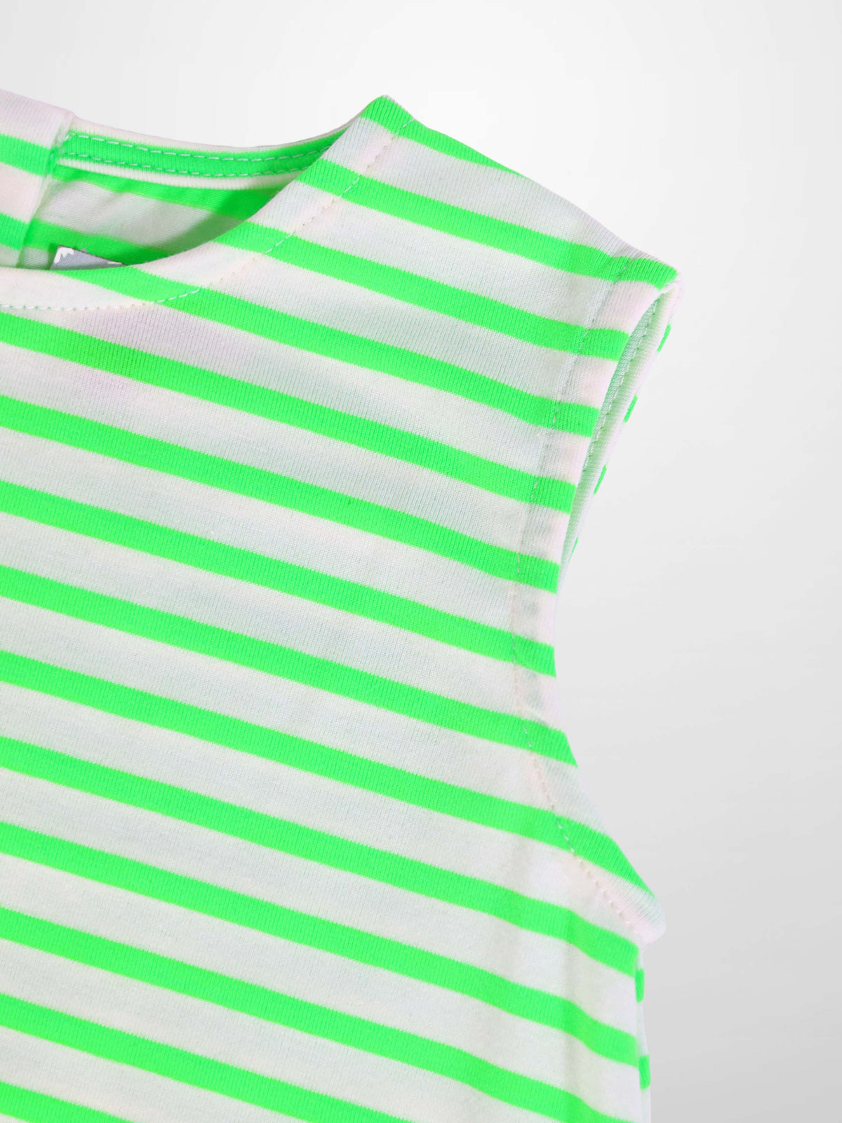 Neon Green Striped Romper for Baby Boys