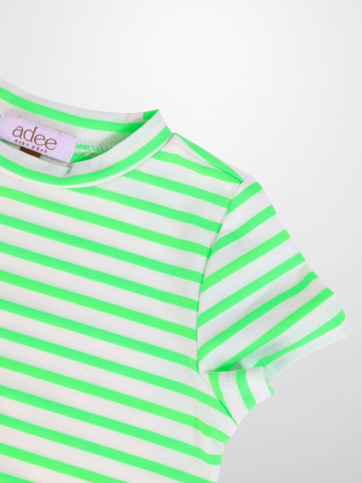 Neon Green Striped Boxy T-Shirt - Short Sleeve