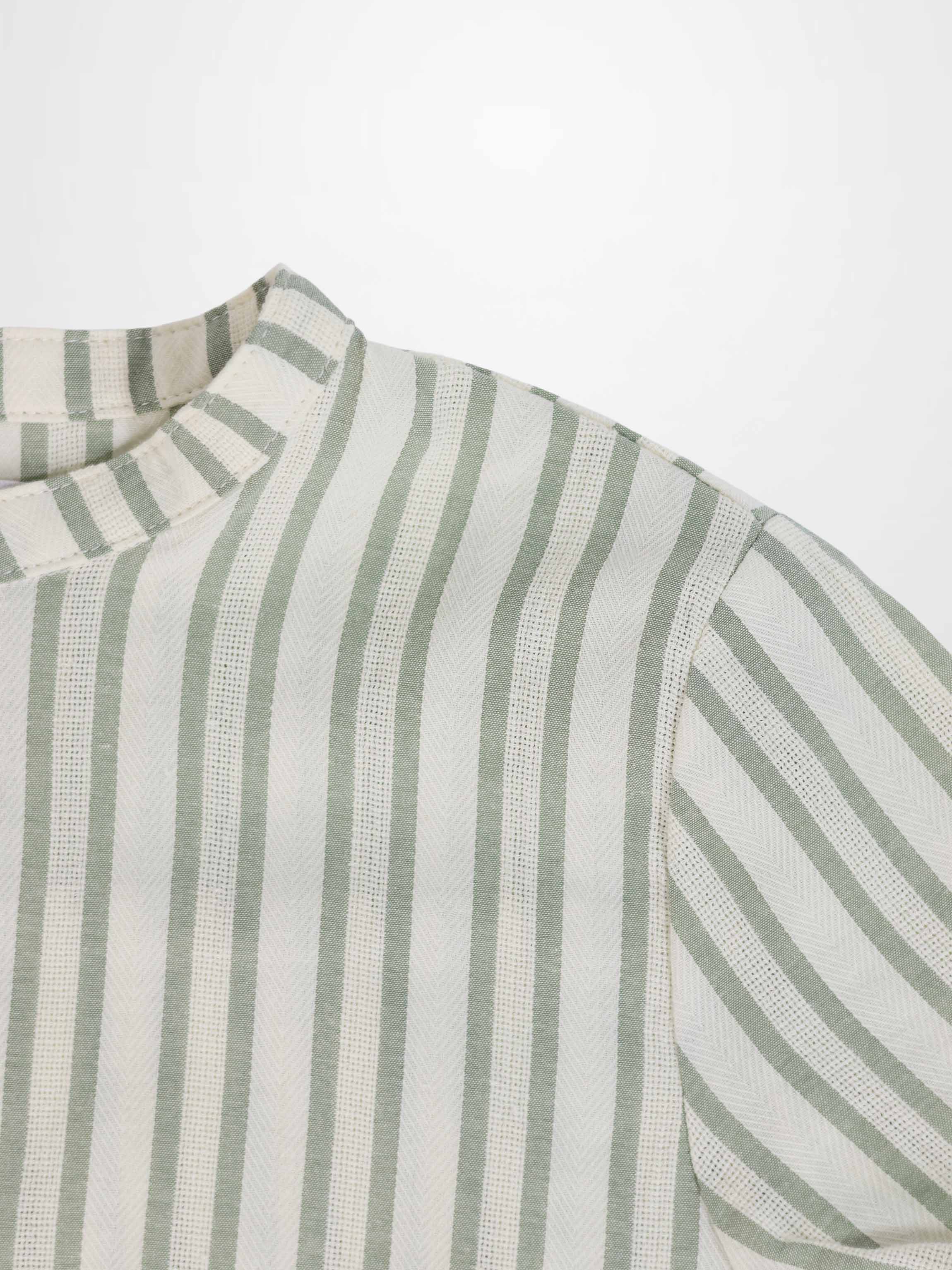 Green Striped Dress Shirt for Boys