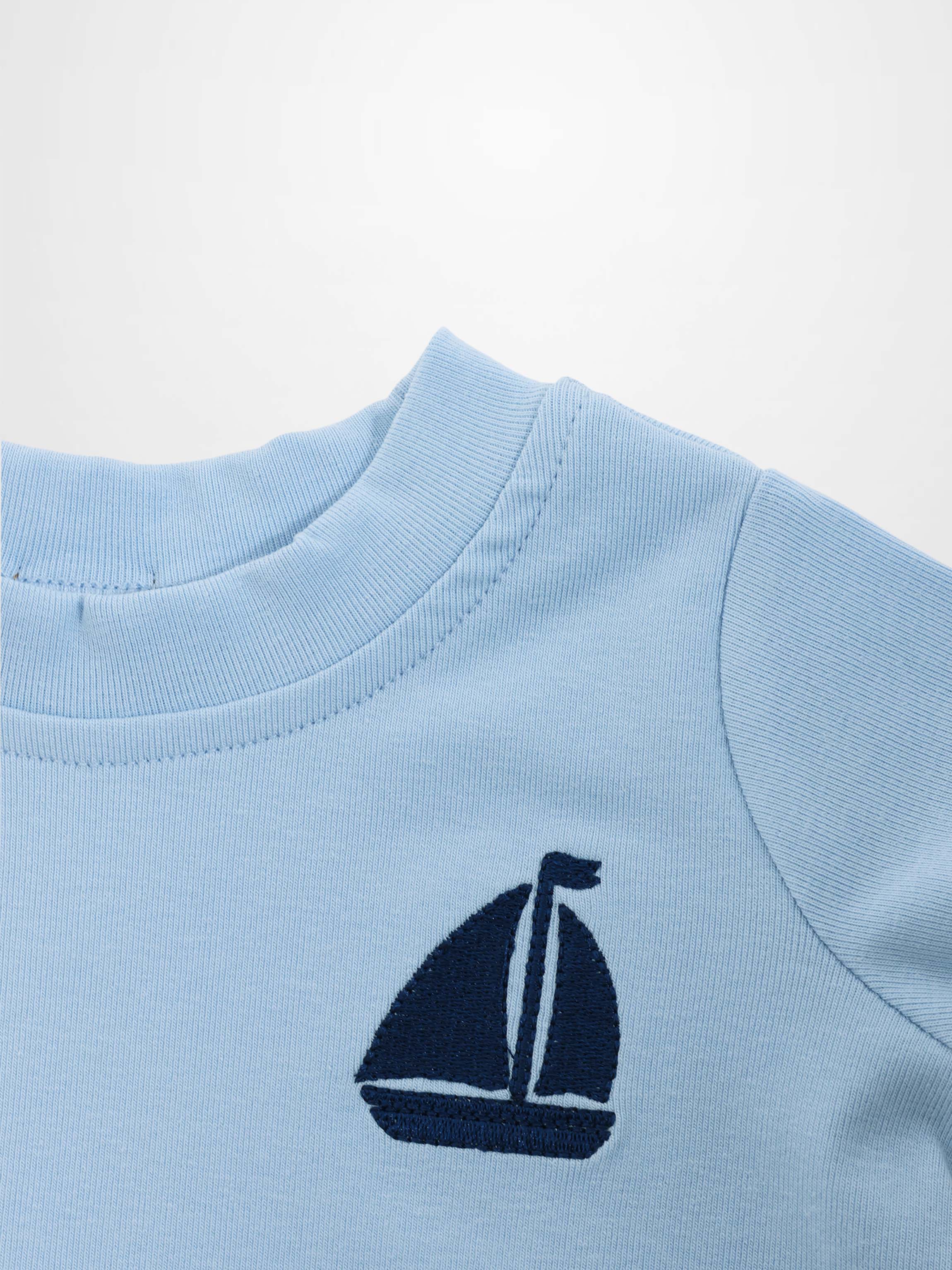Short Sleeve Sailboat Emblem T-Shirt - Light Blue