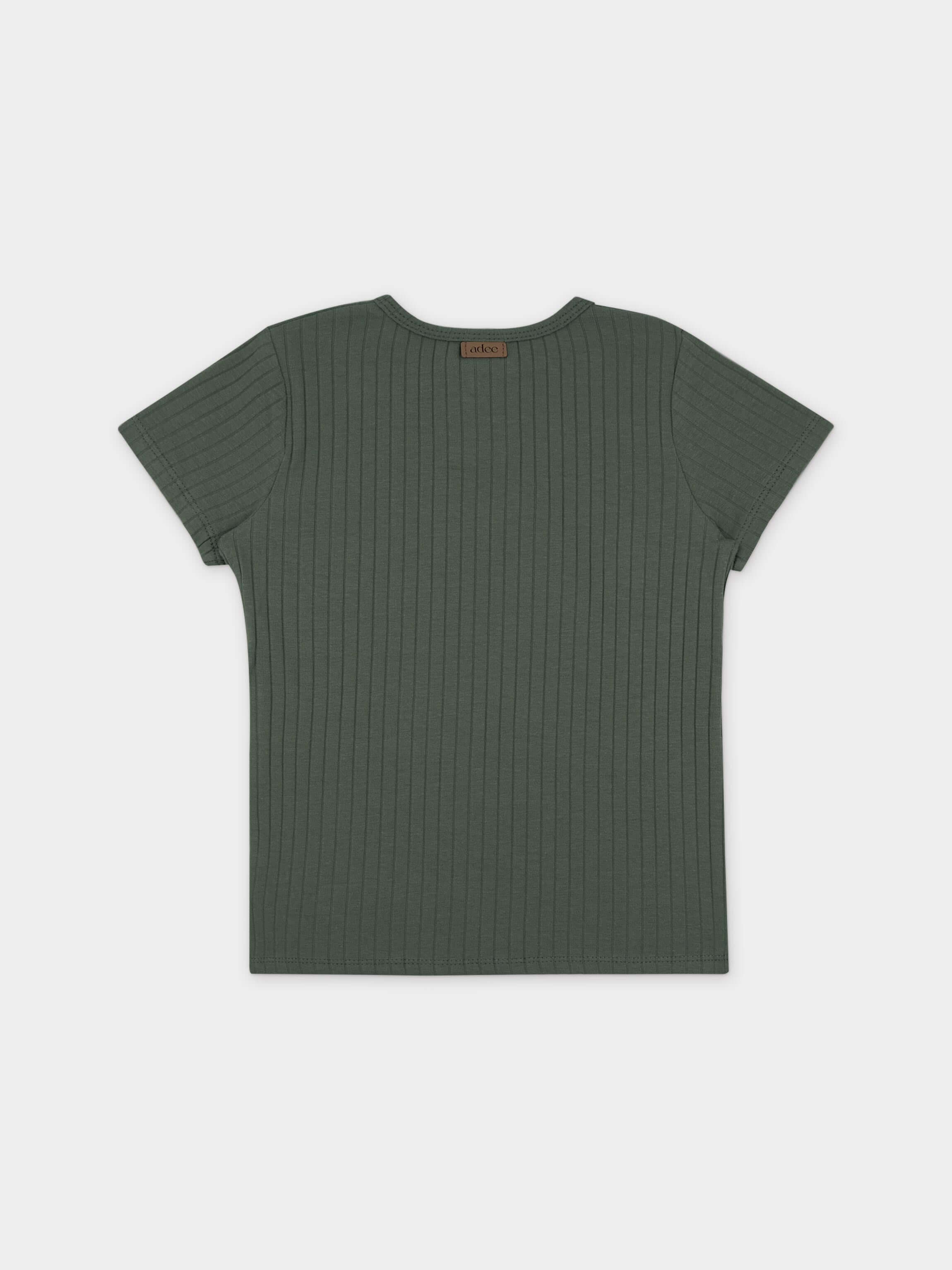 Snap Henley Short Set Wide Ribbed - Green