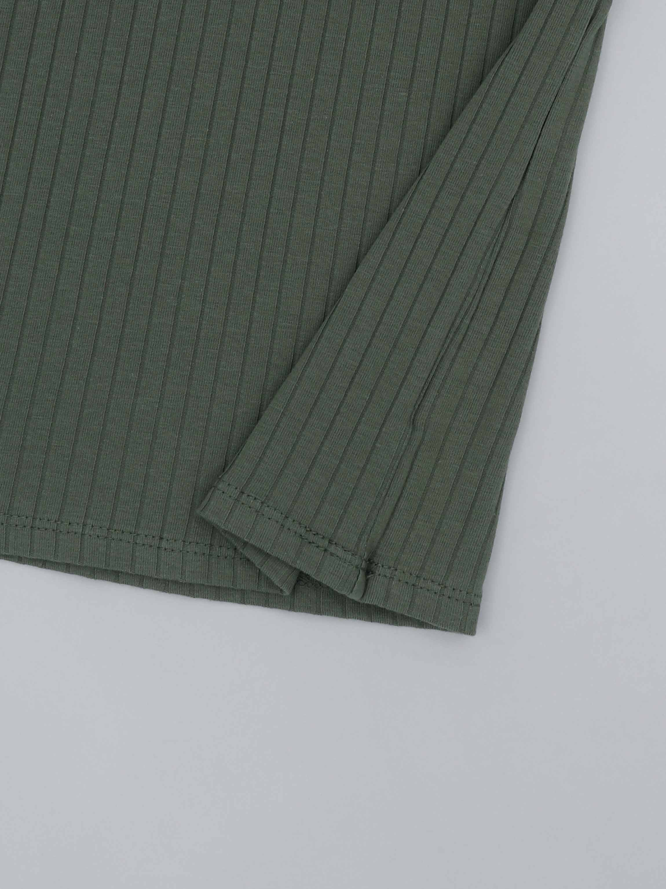 Snap Henley Short Set Wide Ribbed - Green
