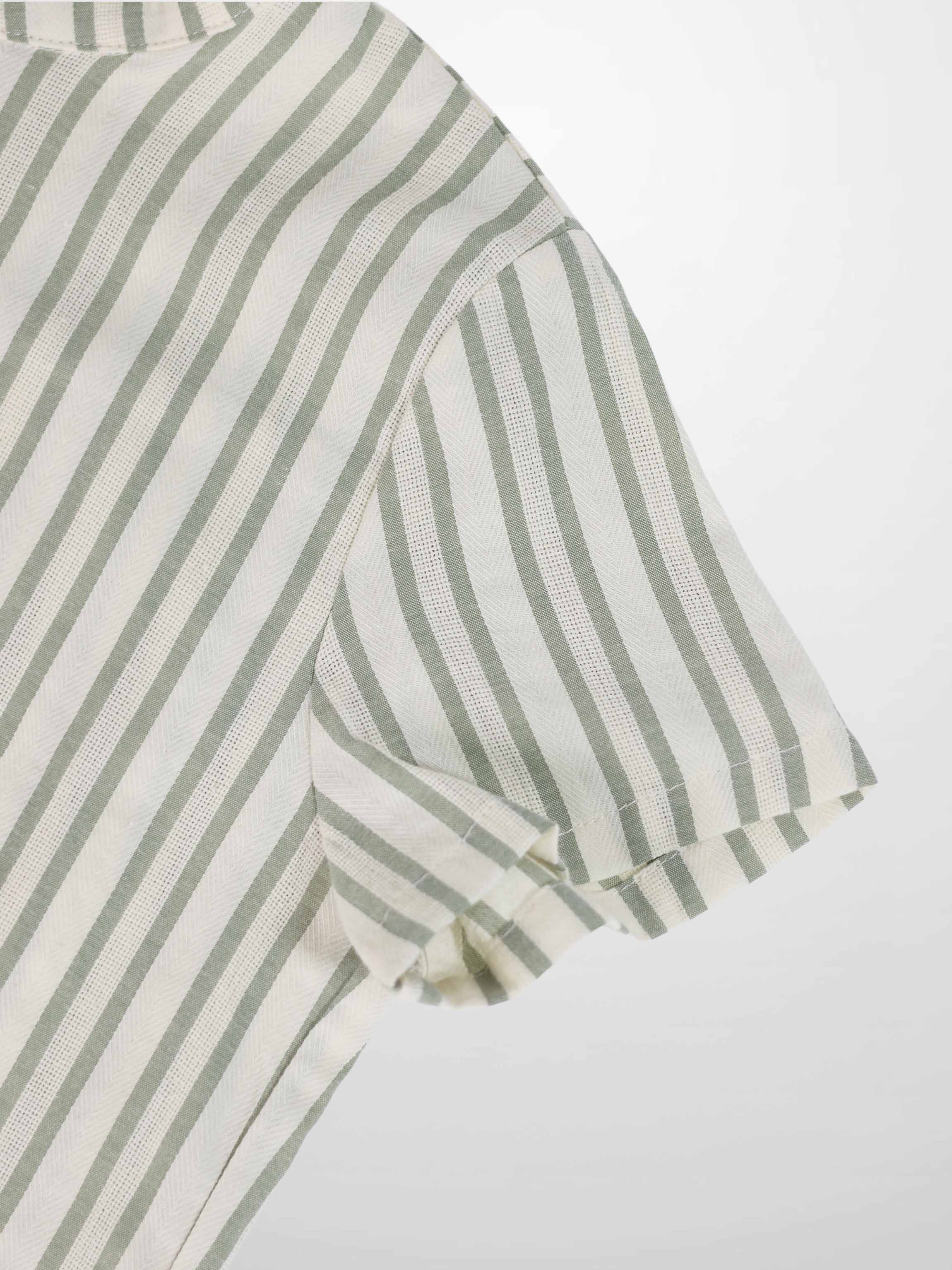 Green Striped Dress Shirt for Boys