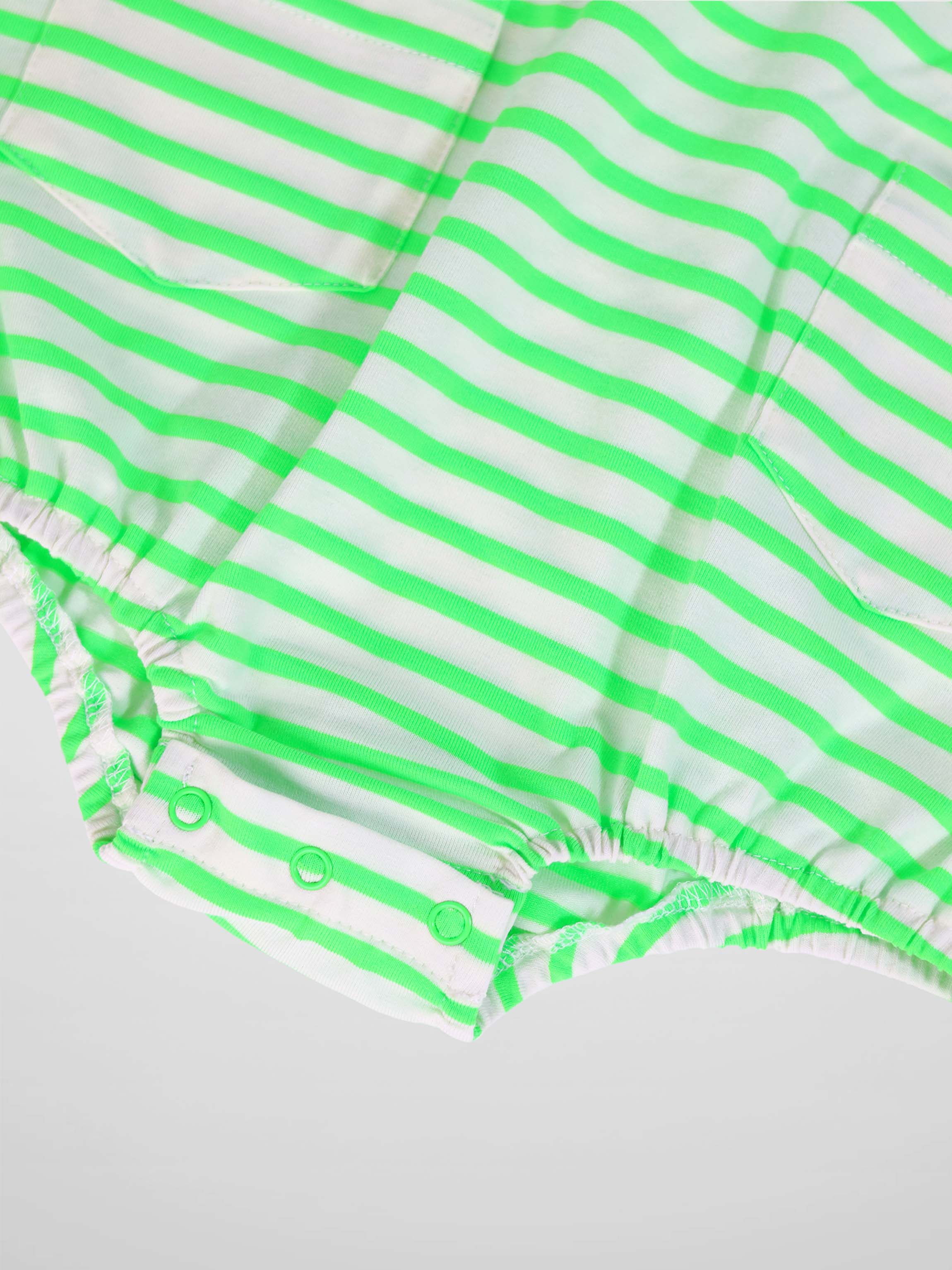 Neon Green Striped Romper
