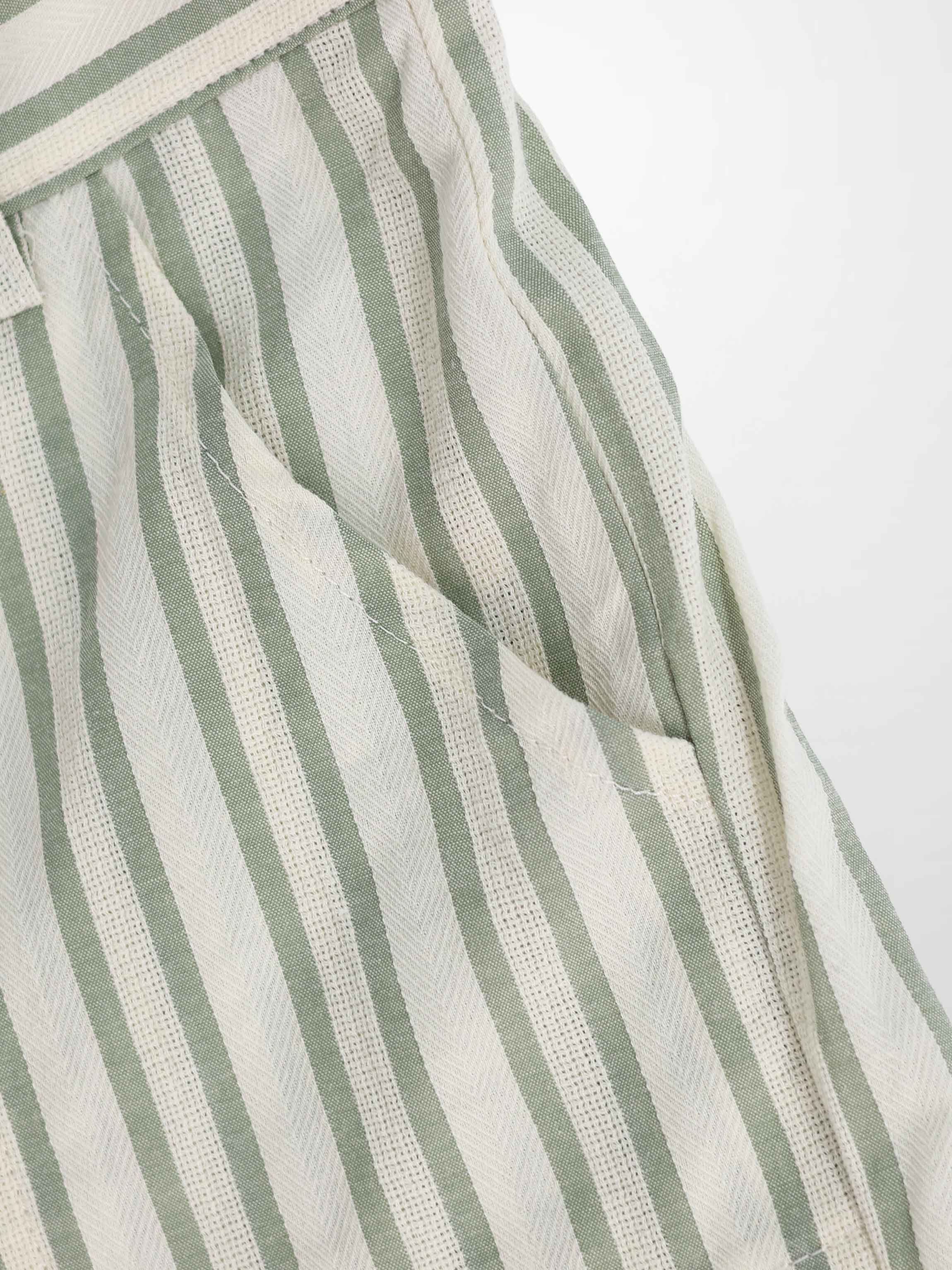 Green Striped Dressy Shorts for Boys