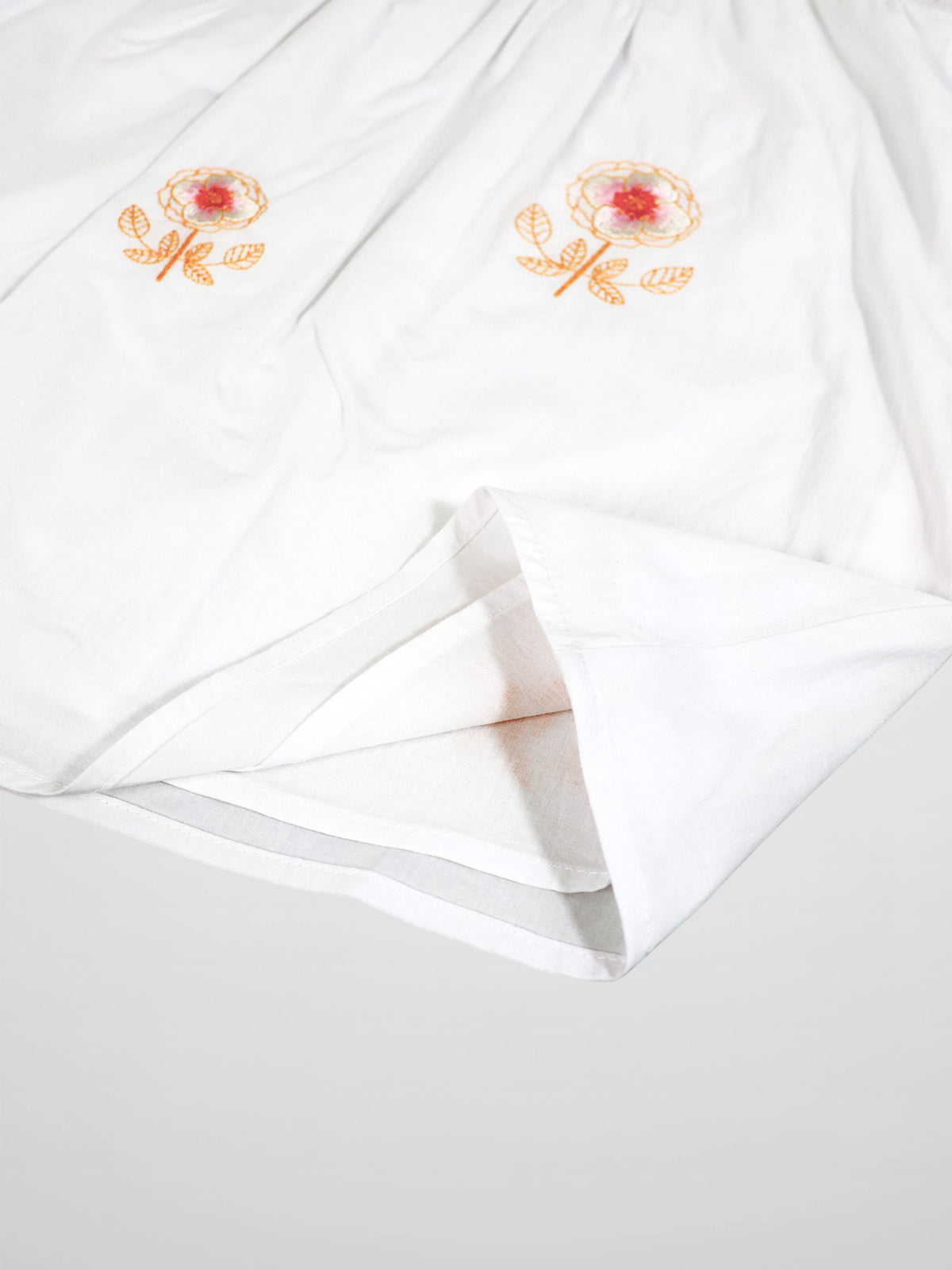 Embroidered Flower Dress - Short Sleeve