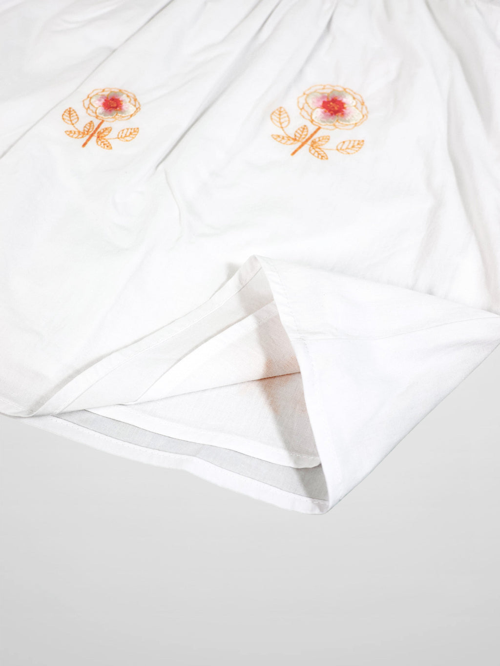 Embroidered Flower Dress - Short Sleeve