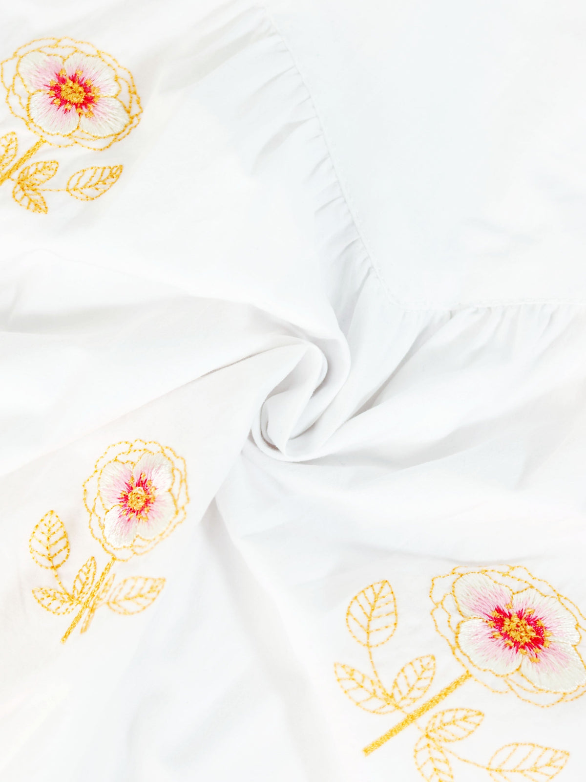 Embroidered Flower Dress - Short Sleeve