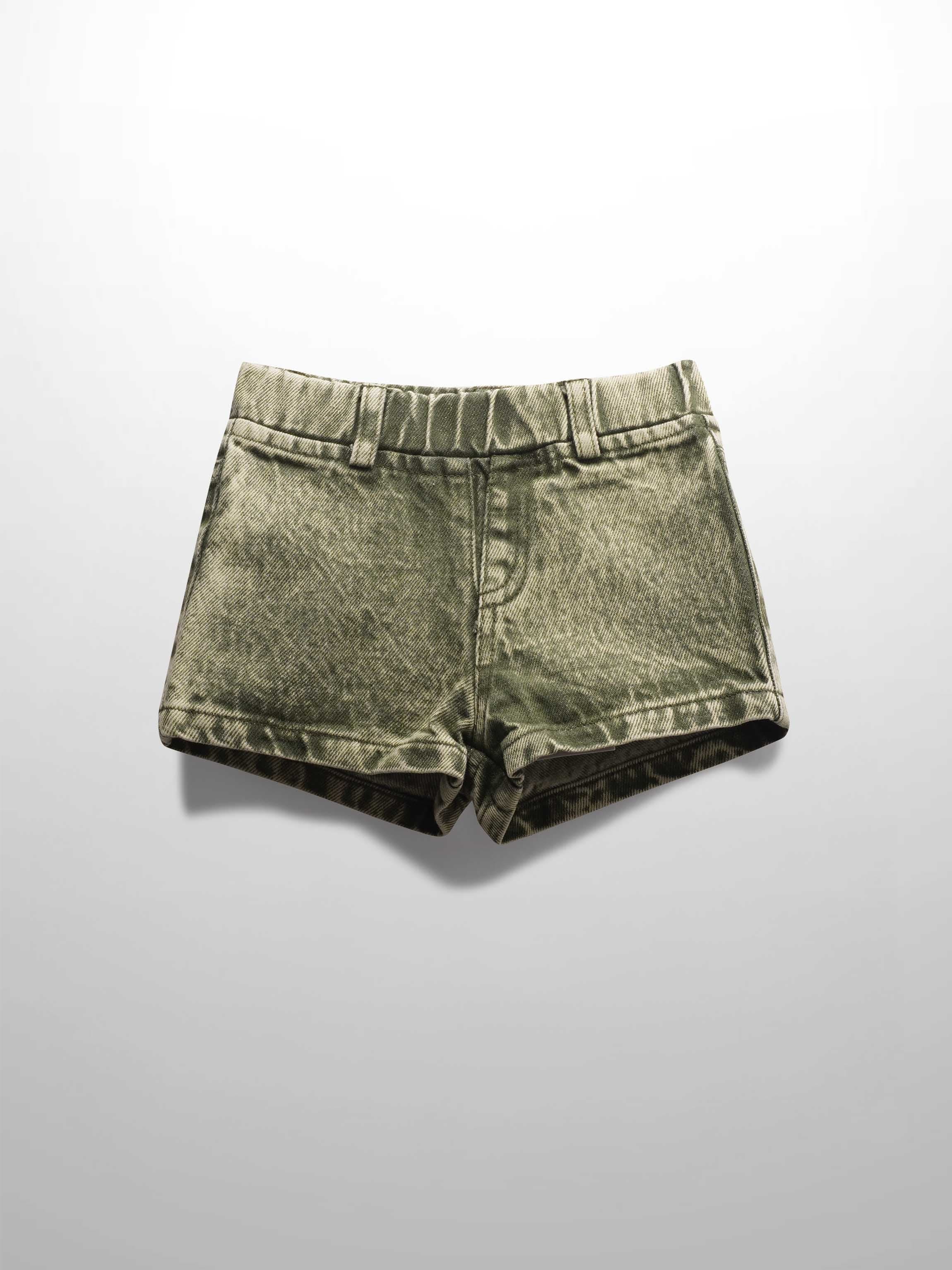 Green Washed Denim Shorts for Boys