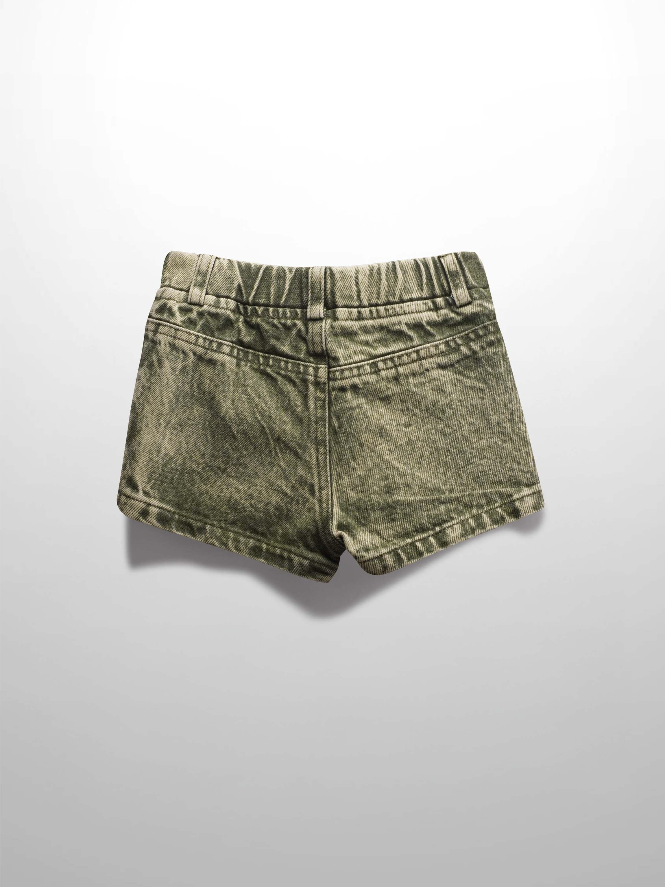 Green Washed Denim Shorts for Boys