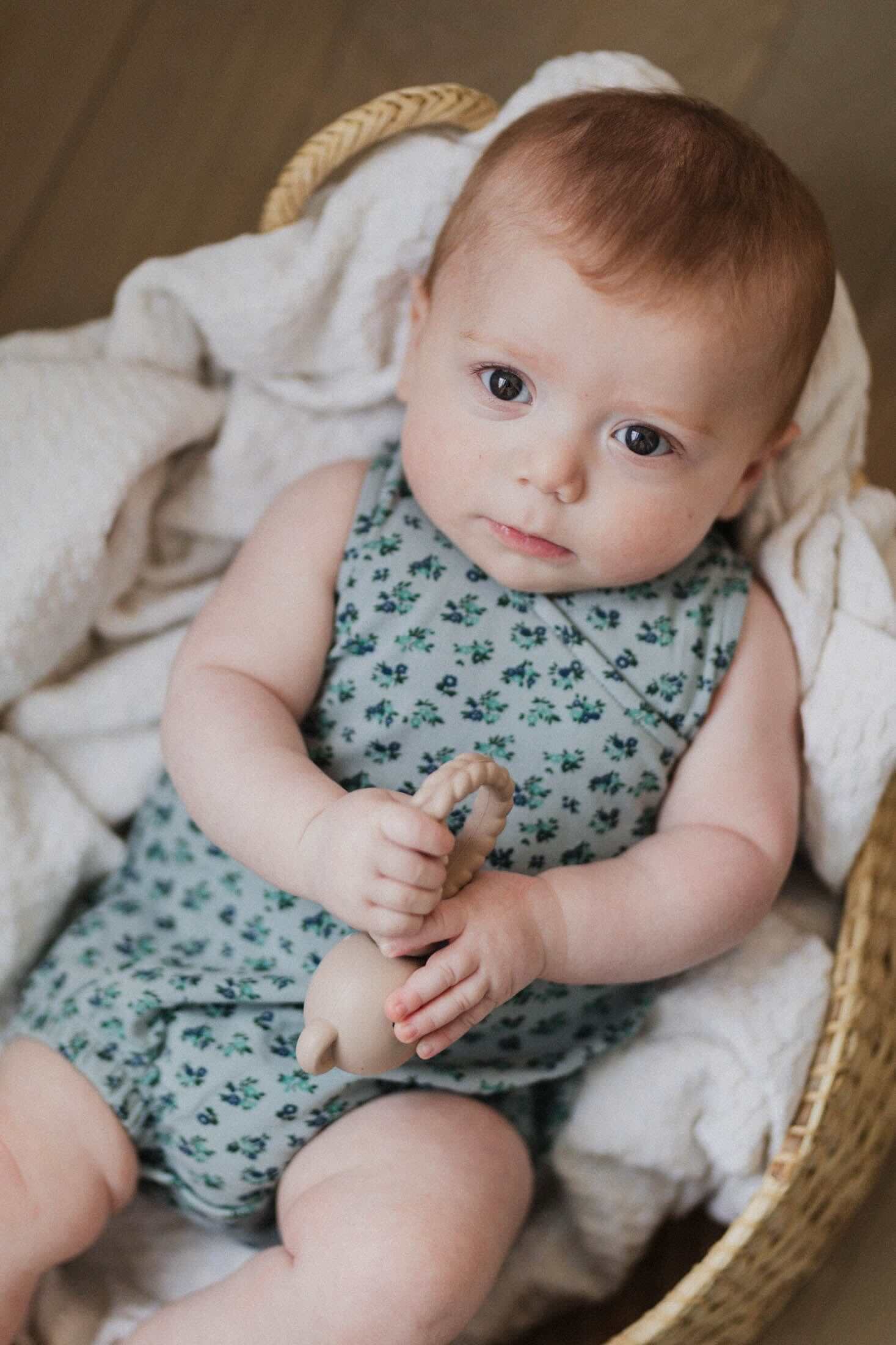 Blue Floral Romper for Baby Boys