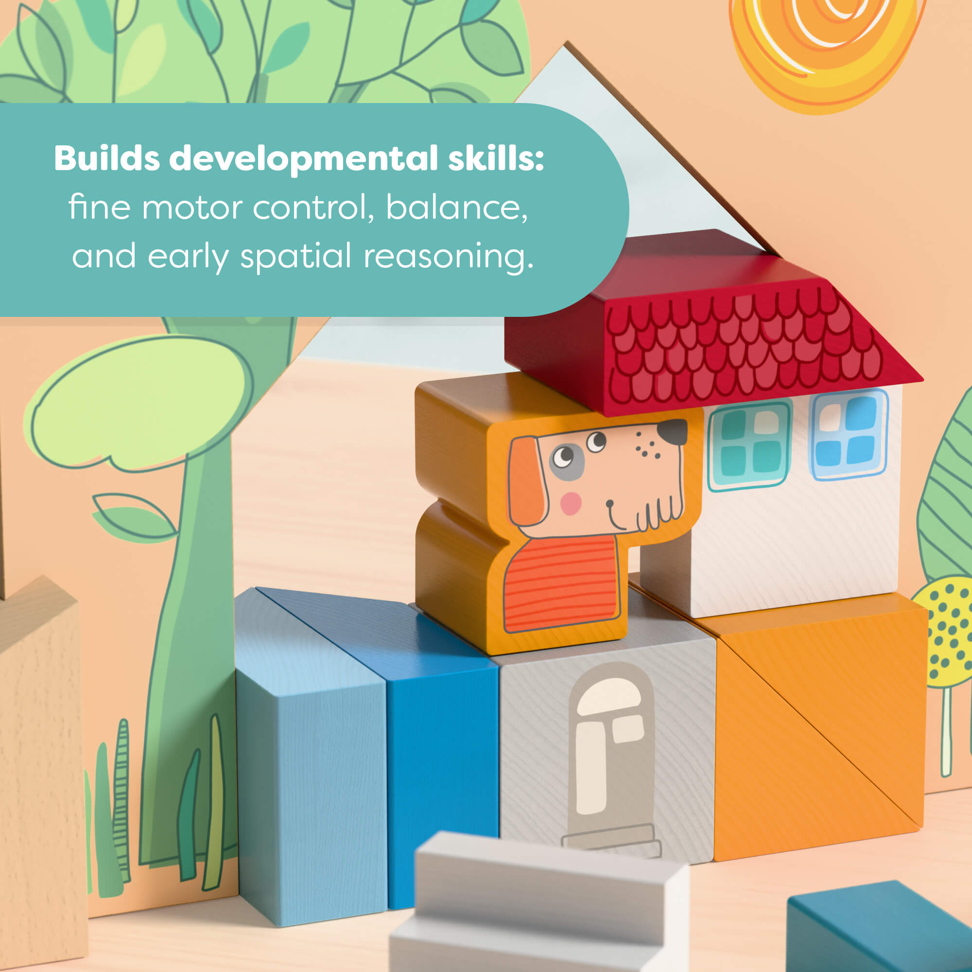 Cottage Puzzle Blocks Building Game for Kids Age 3+