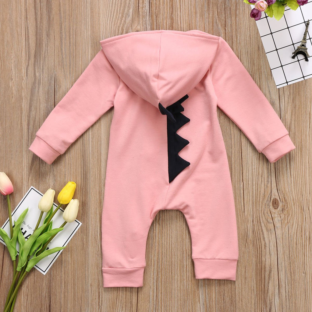 Dinosaur Baby Romper with Hood & Long Sleeves