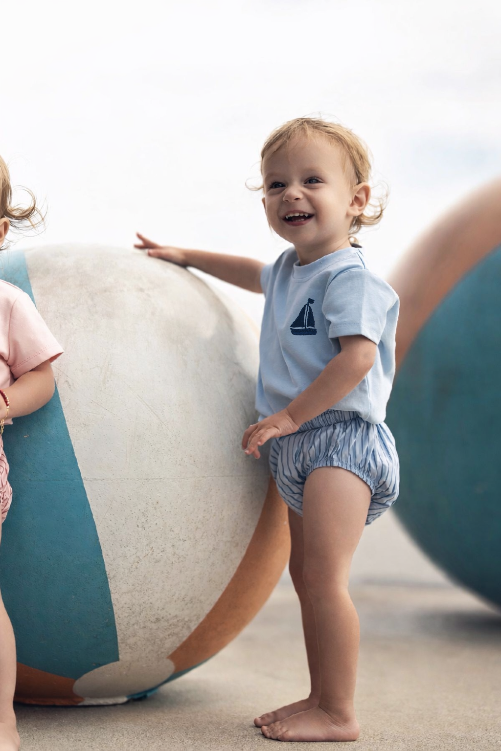Blue Striped Cotton Bloomers for Baby Boys