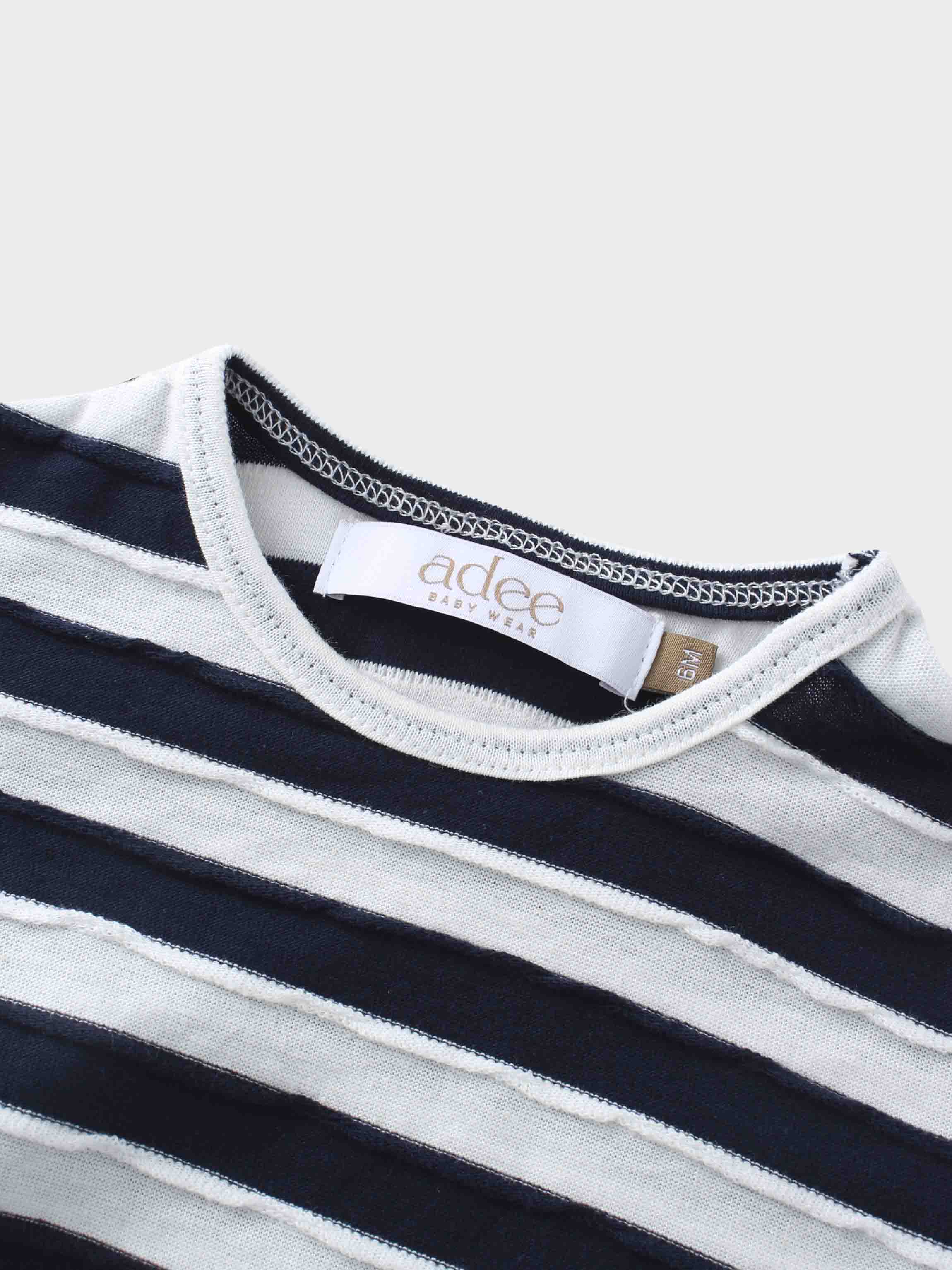 Blue Striped Textured Short Set for Boys