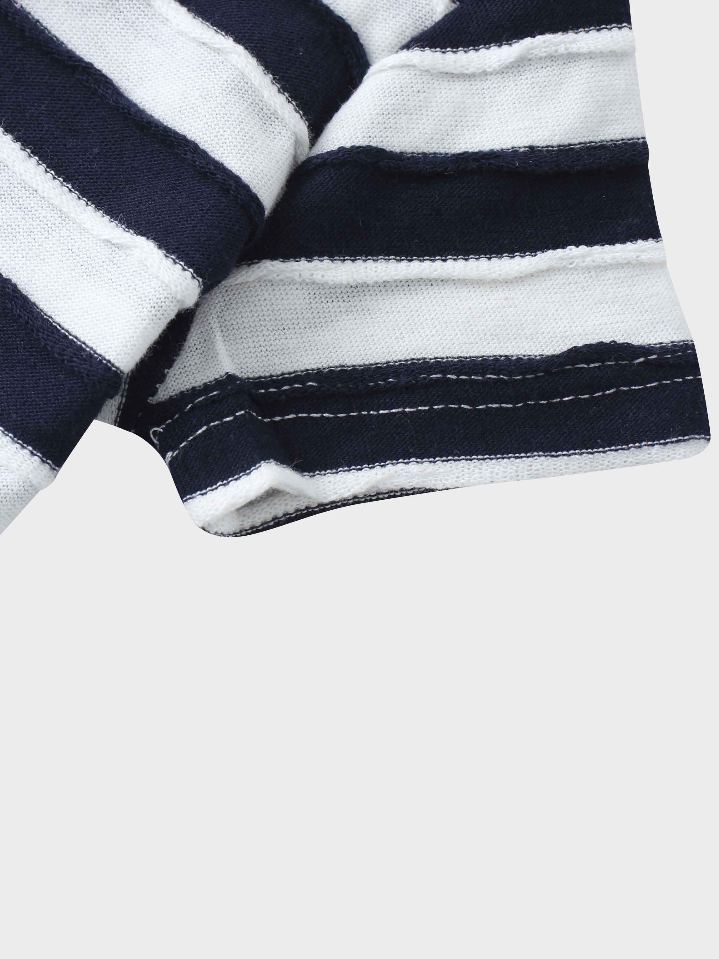 Blue Striped Textured Short Set for Boys