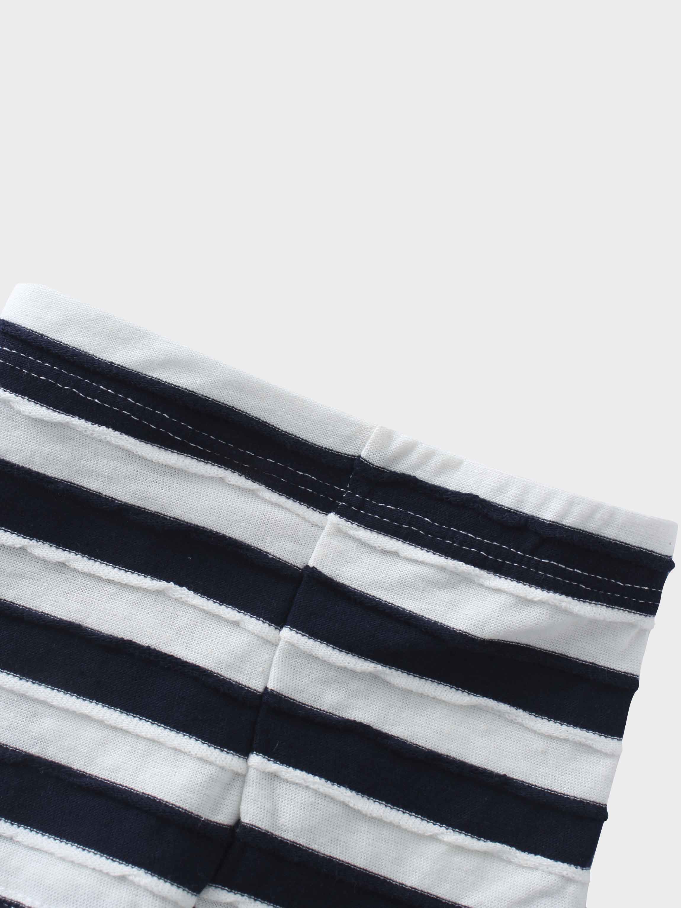 Blue Striped Textured Short Set for Boys