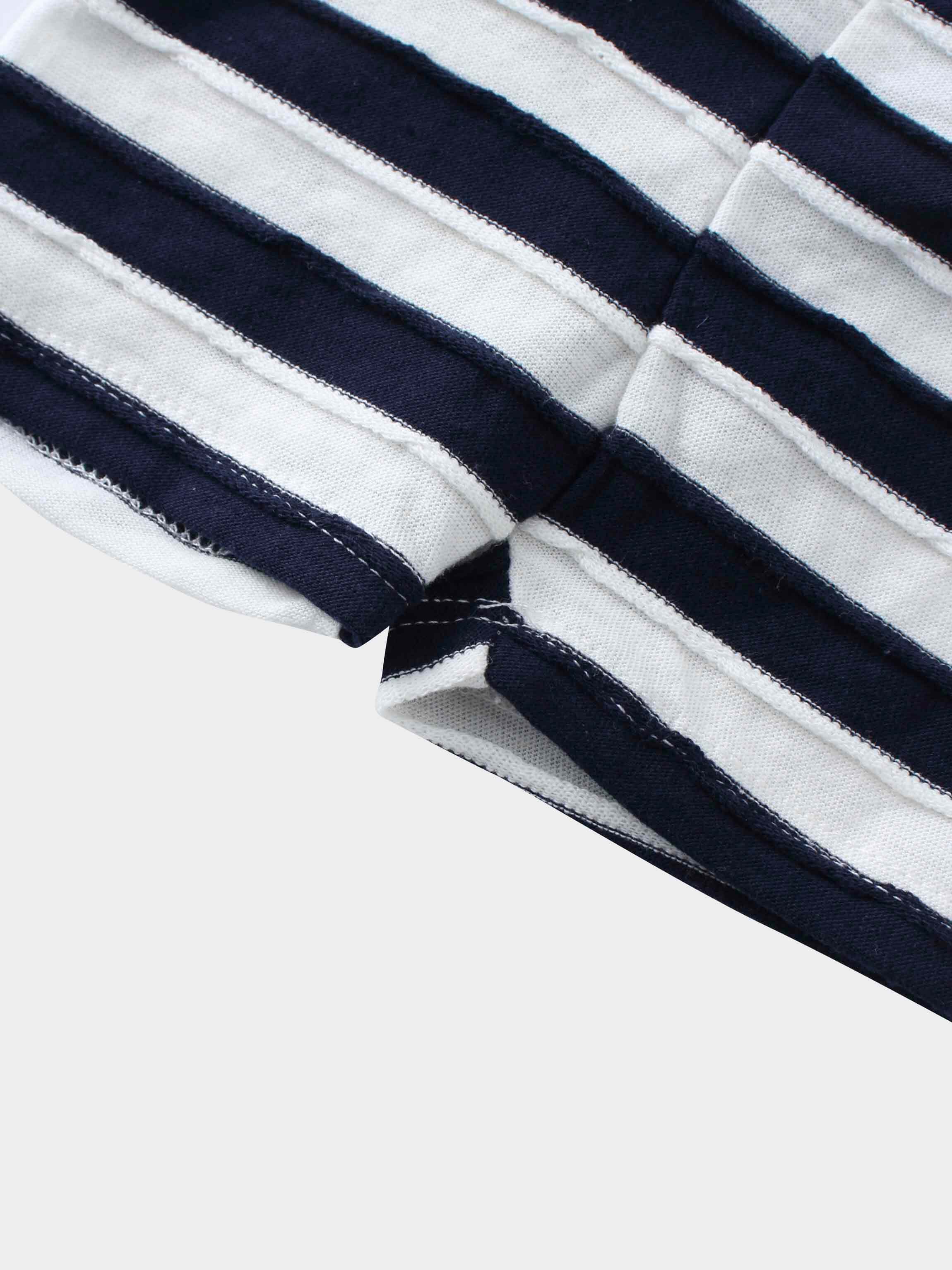 Blue Striped Textured Short Set for Boys