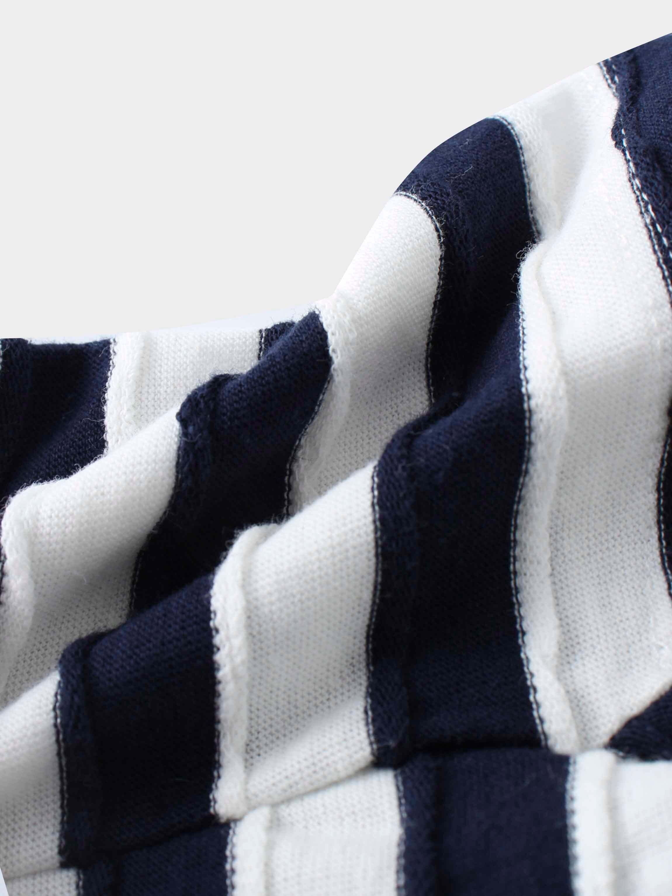 Blue Striped Textured Short Set for Boys