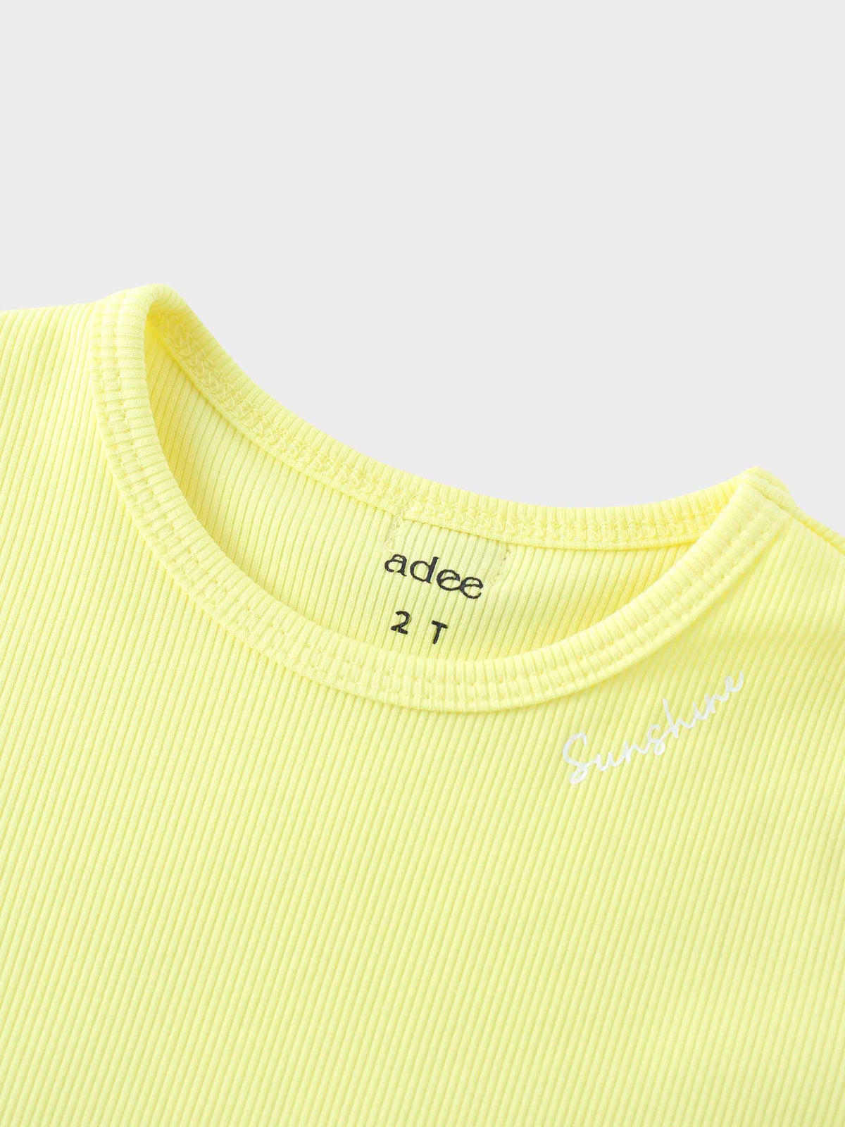 Yellow Ribbed Short Set for Kids