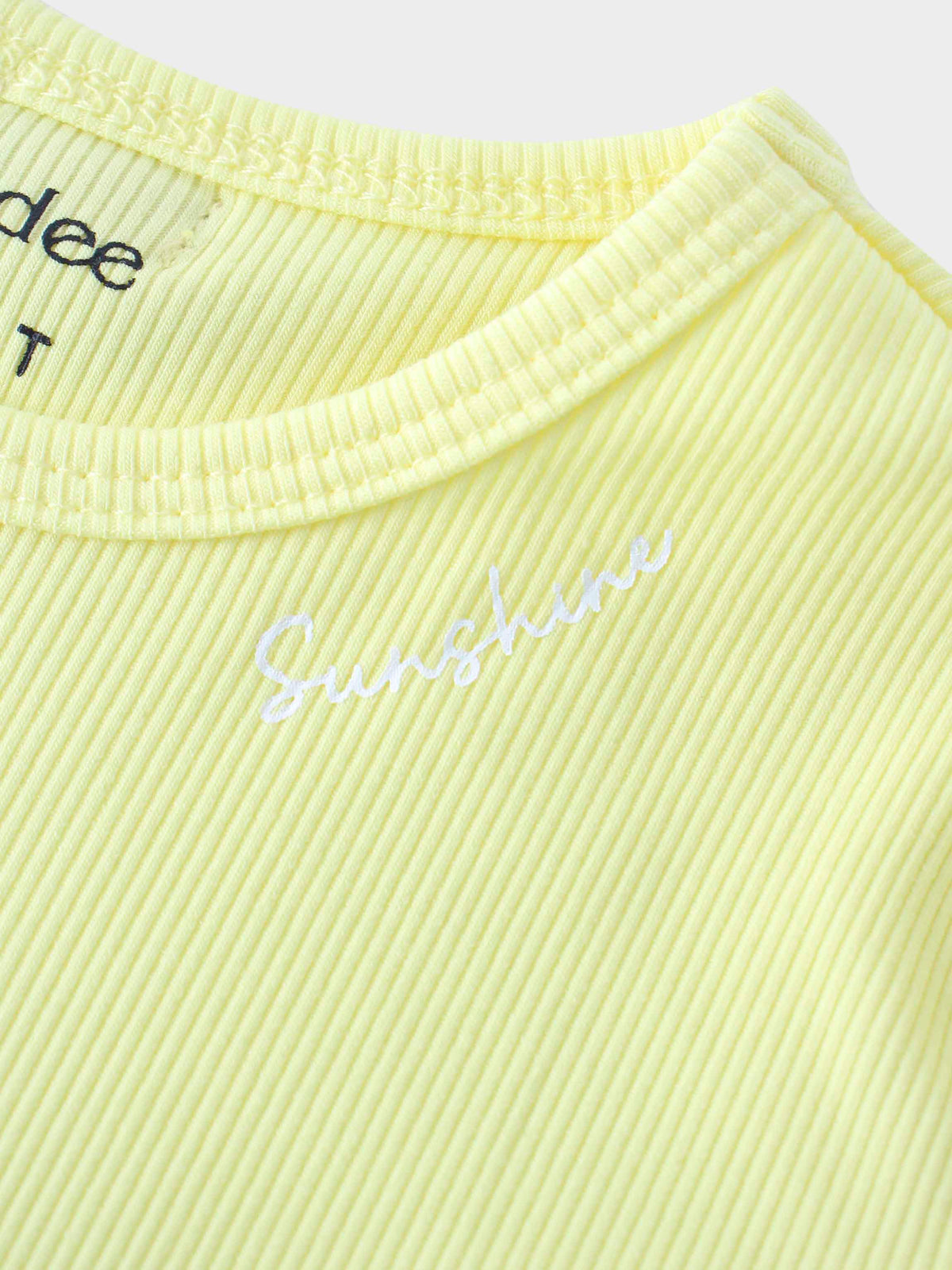 Yellow Ribbed Short Set for Kids