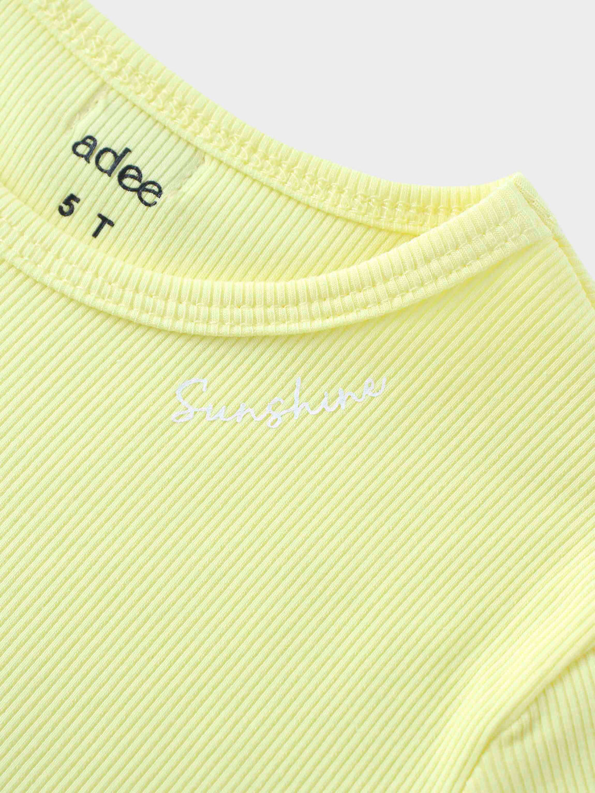 Yellow Ribbed Short Set for Kids