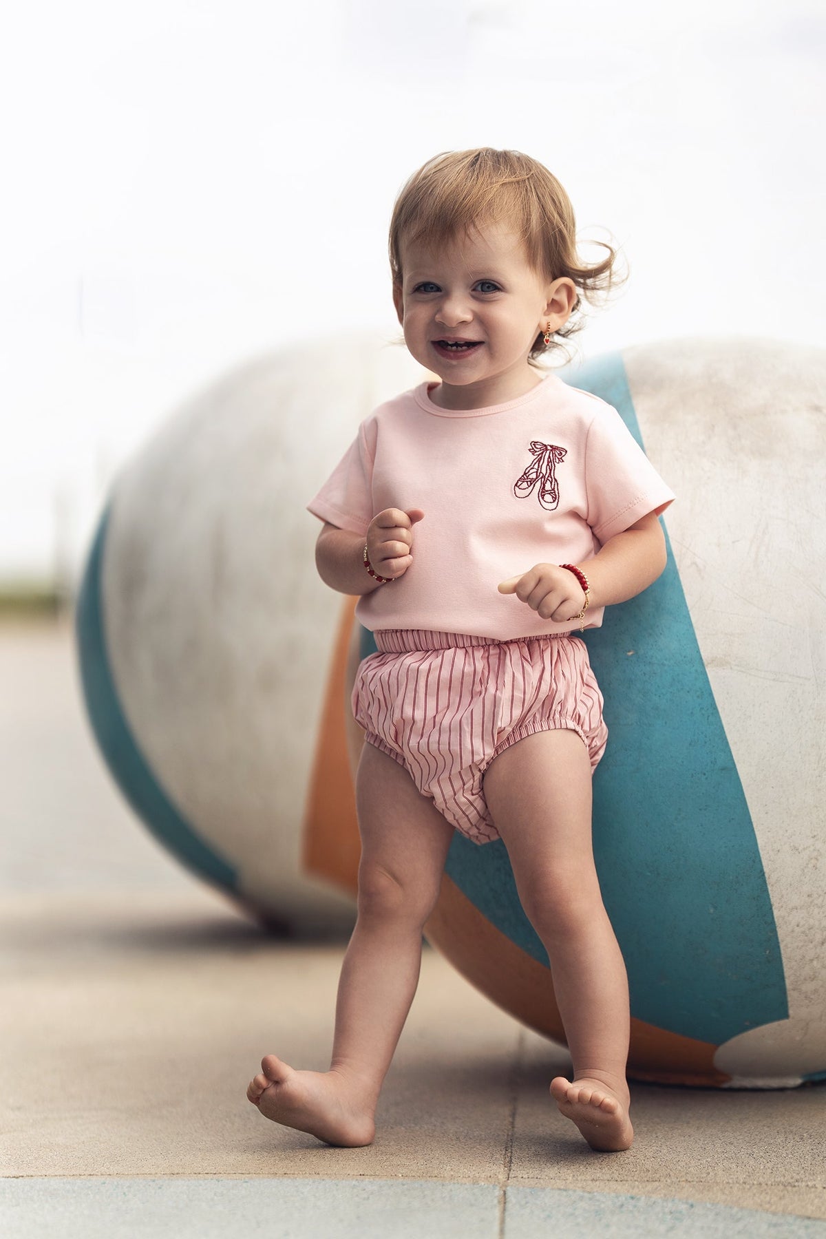 Pink Striped Cotton Bloomers for Baby Girls