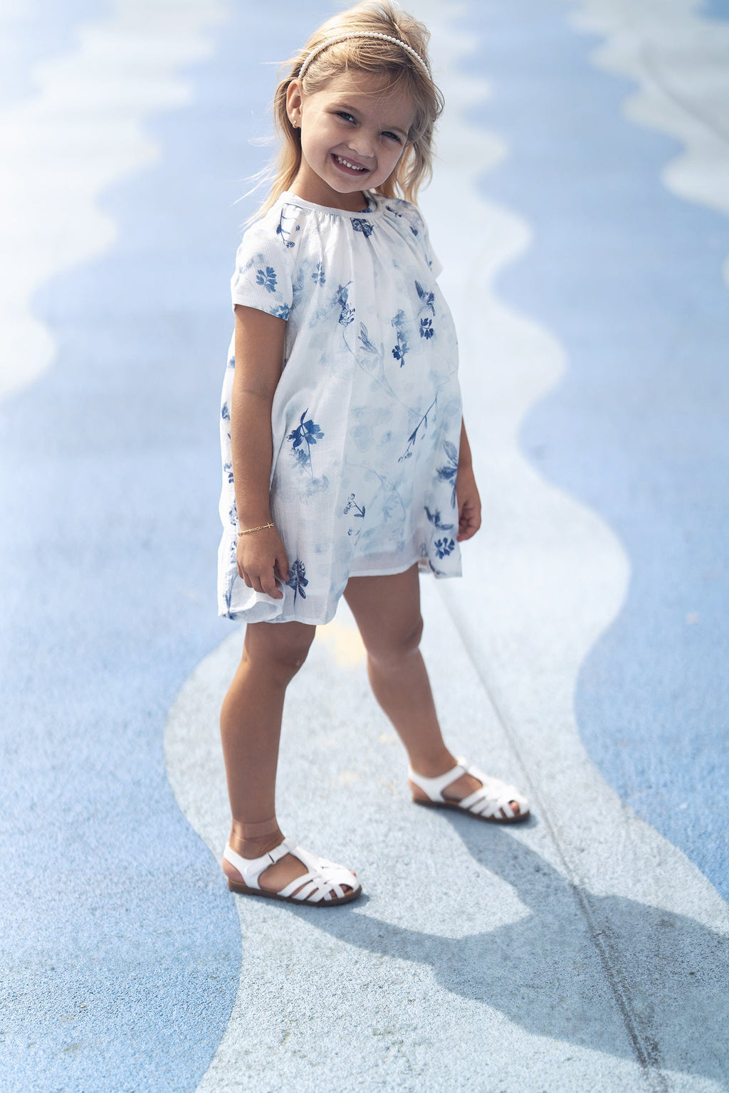Blue Floral Halter Jumper for Girls