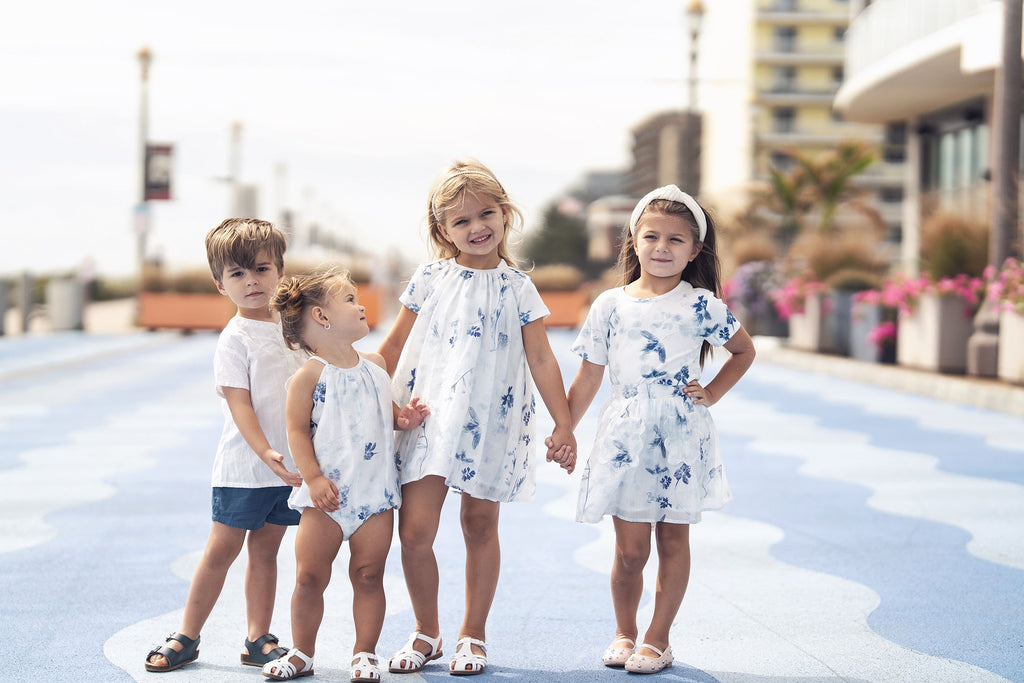 Blue Floral Halter Jumper for Girls